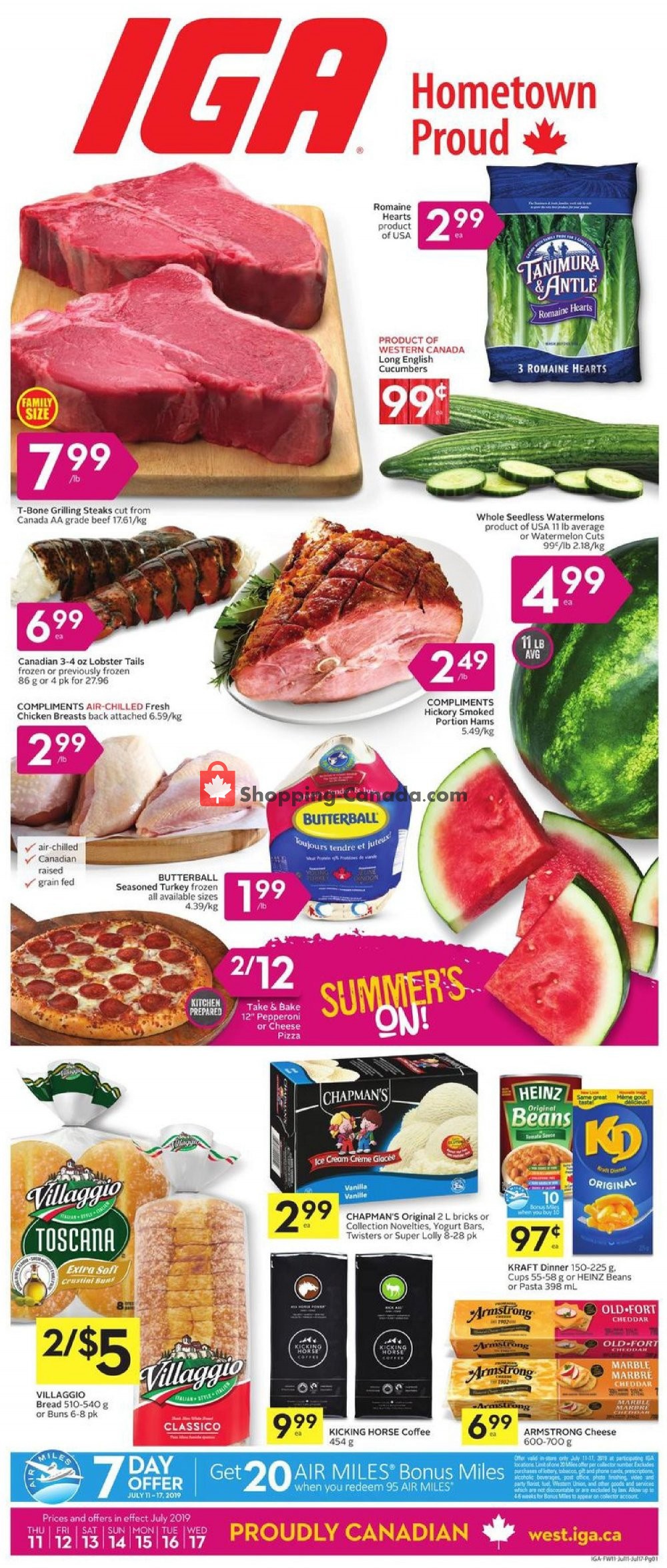 IGA Extra flyer from Thursday July 11, 2019 to Wednesday July 17, 2019 - page 1