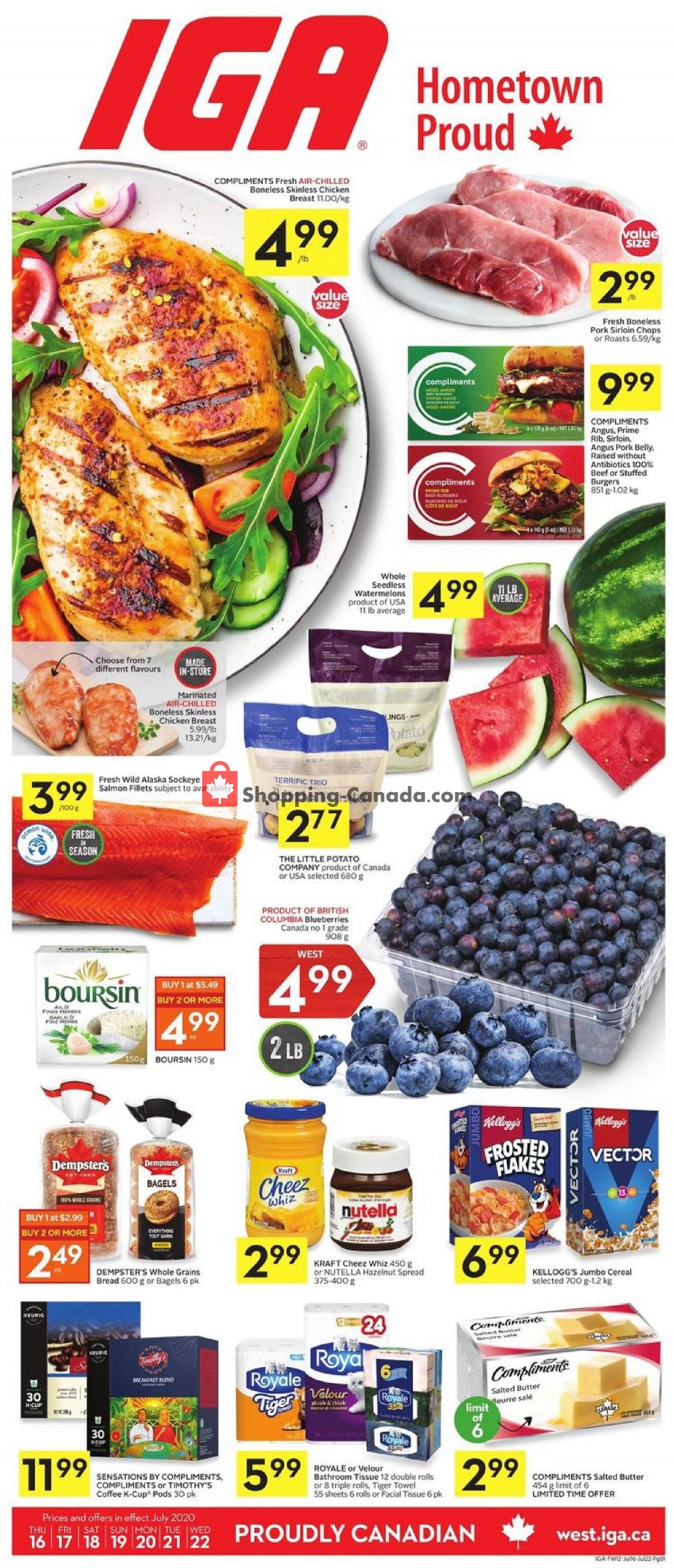 IGA Extra flyer from Thursday July 16, 2020 to Wednesday July 22, 2020 - page 1