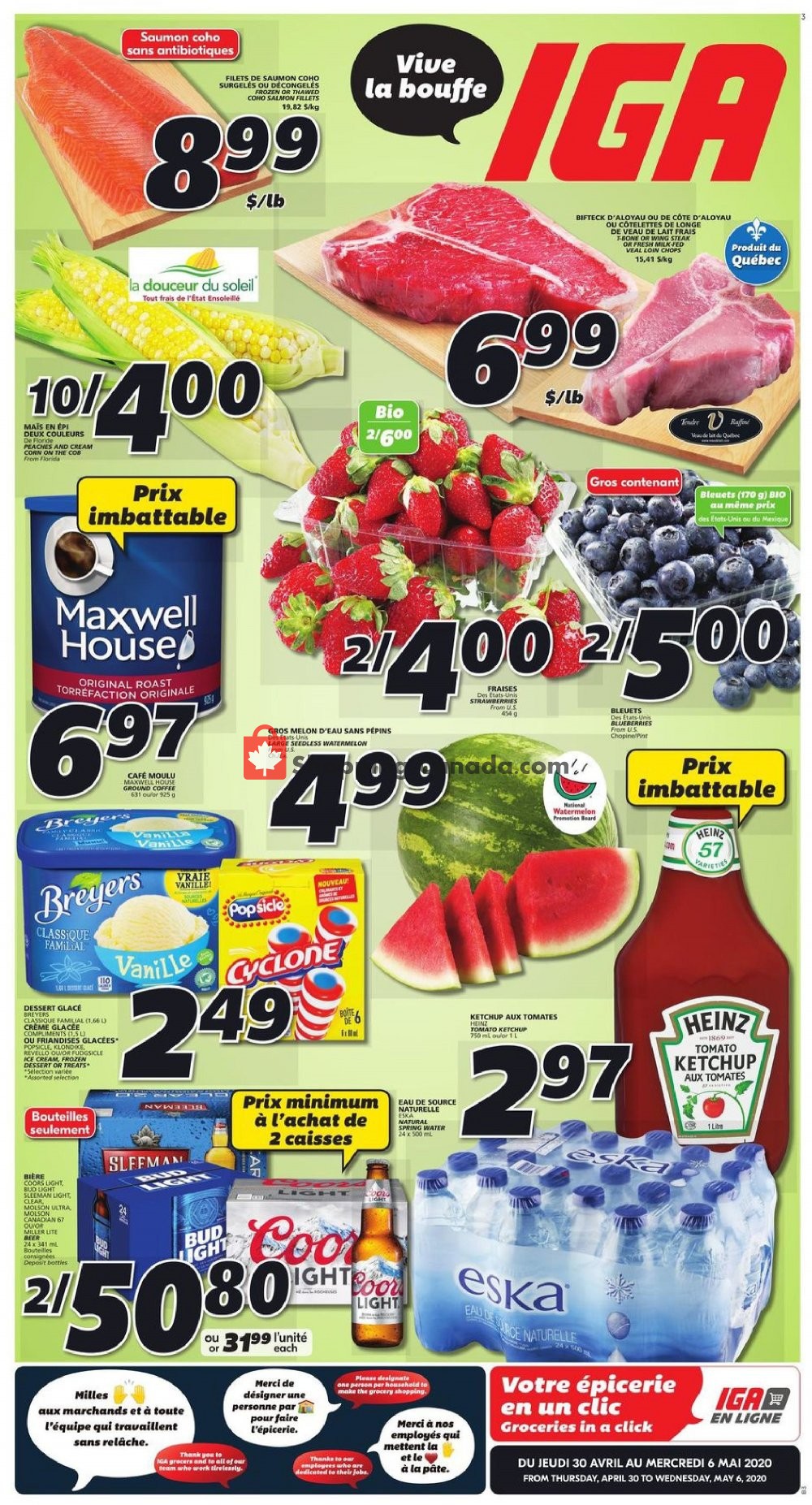 IGA Extra flyer from Thursday April 30, 2020 to Wednesday May 6, 2020 - page 1