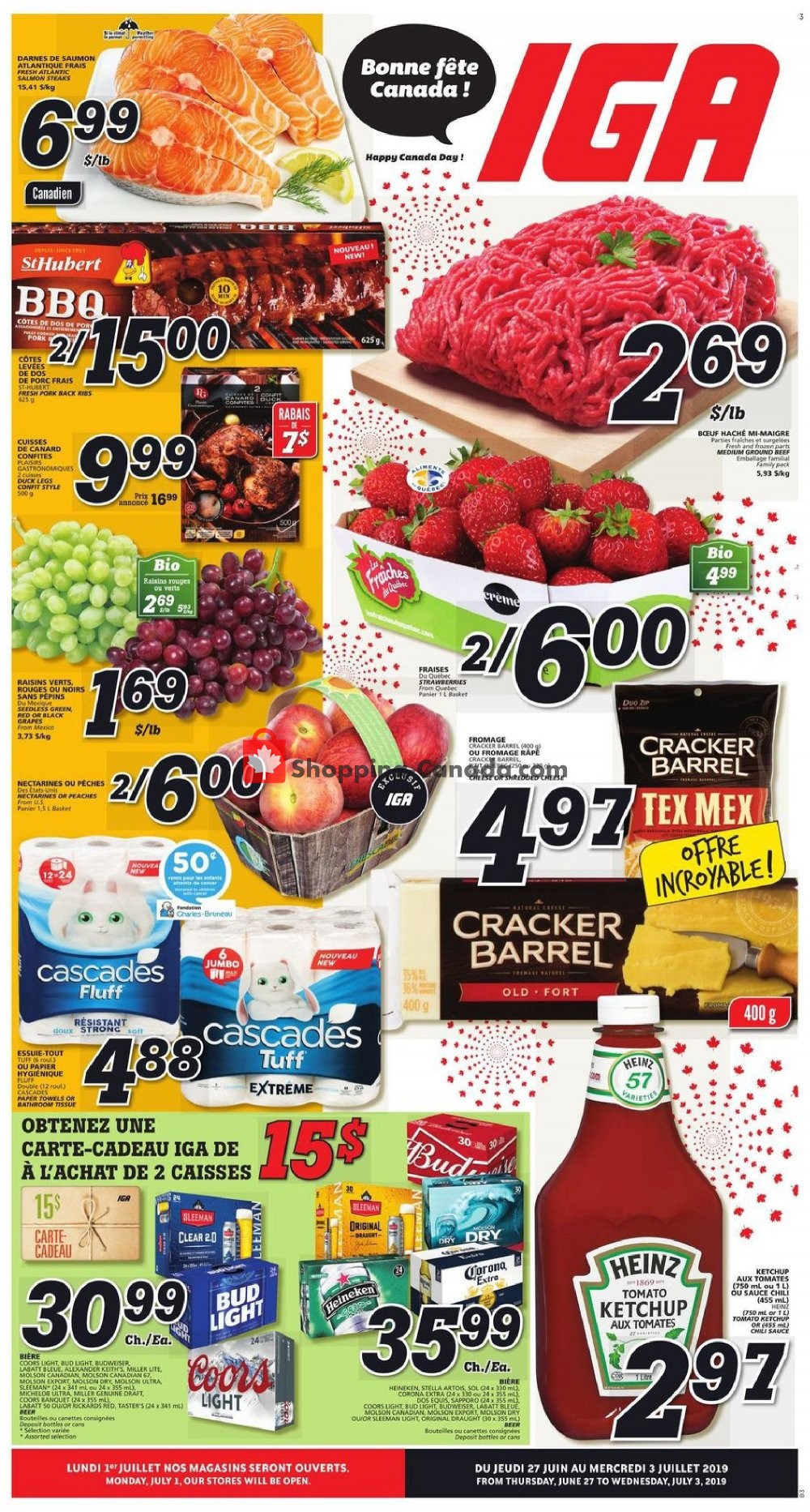 IGA Extra flyer from Thursday June 27, 2019 to Wednesday July 3, 2019 - page 1