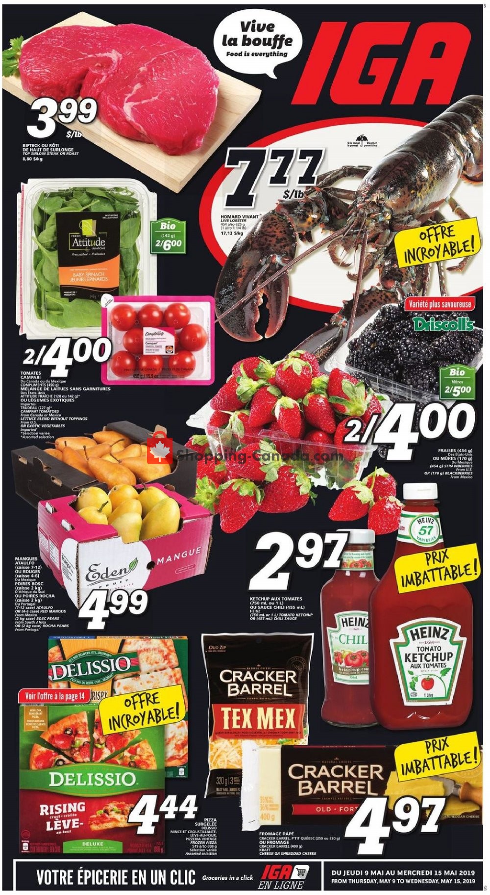 IGA Extra flyer from Thursday May 9, 2019 to Wednesday May 15, 2019 - page 1