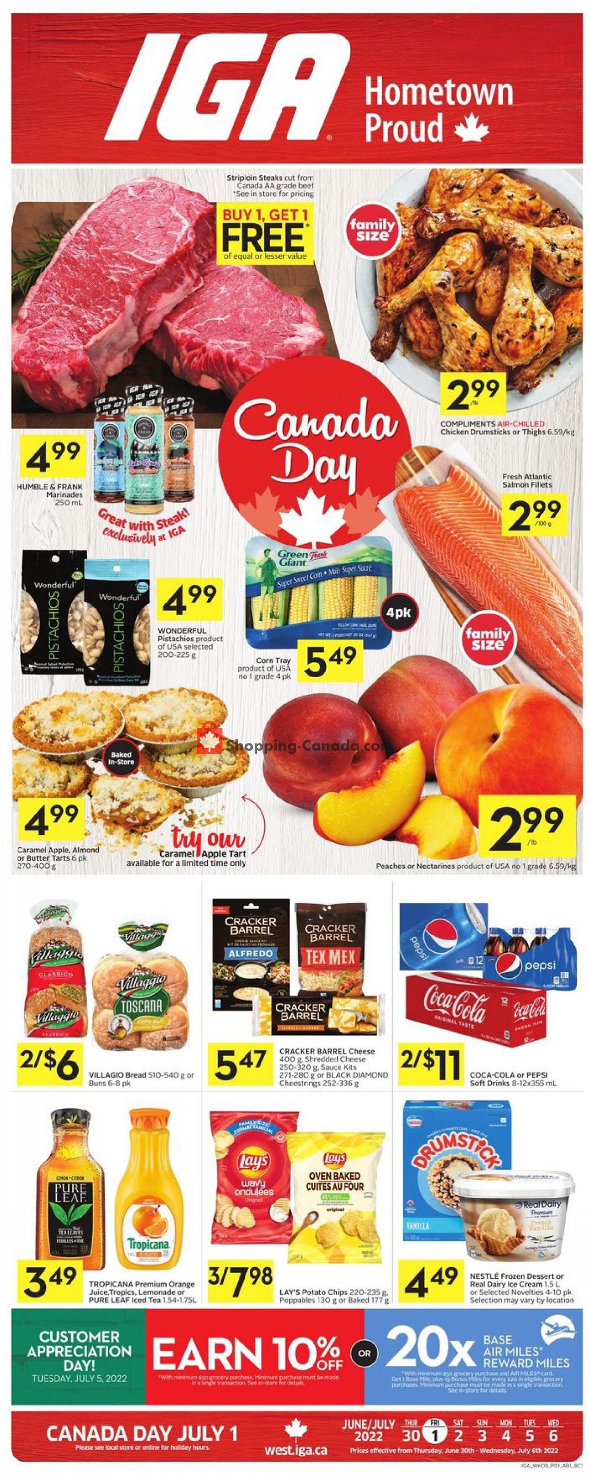 IGA Extra flyer from Thursday June 30, 2022 to Wednesday July 6, 2022 - page 1