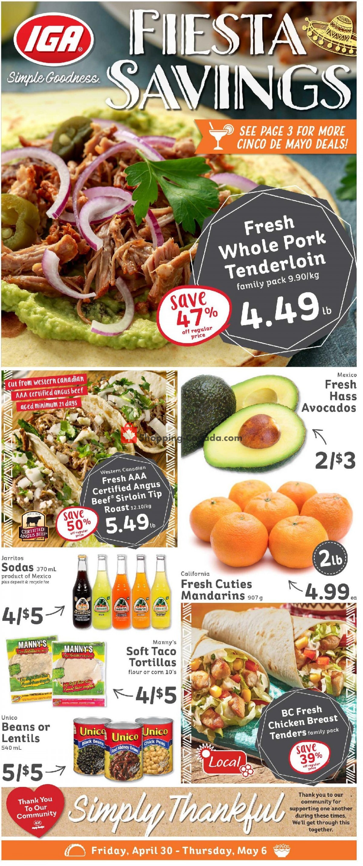 IGA Extra flyer from Friday April 30, 2021 to Thursday May 6, 2021 - page 1