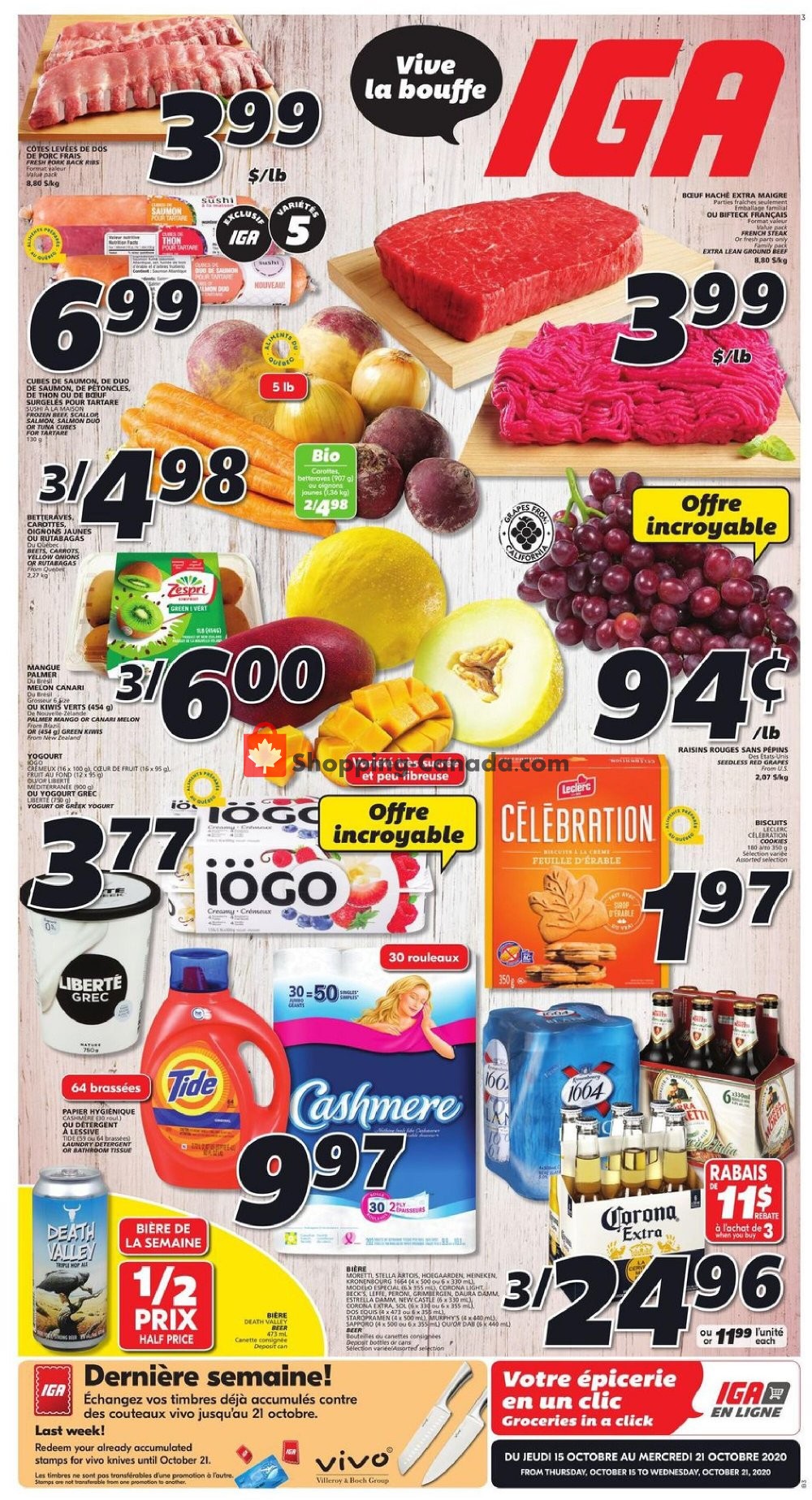 IGA Extra flyer from Thursday October 15, 2020 to Wednesday October 21, 2020 - page 1