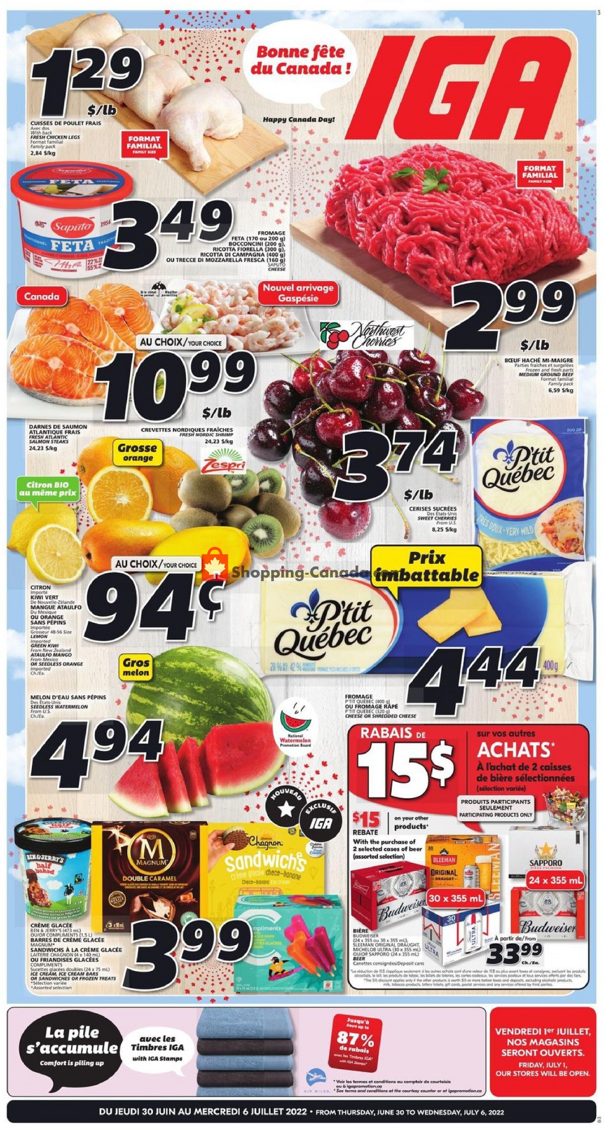 IGA Extra flyer from Thursday June 30, 2022 to Wednesday July 6, 2022 - page 1