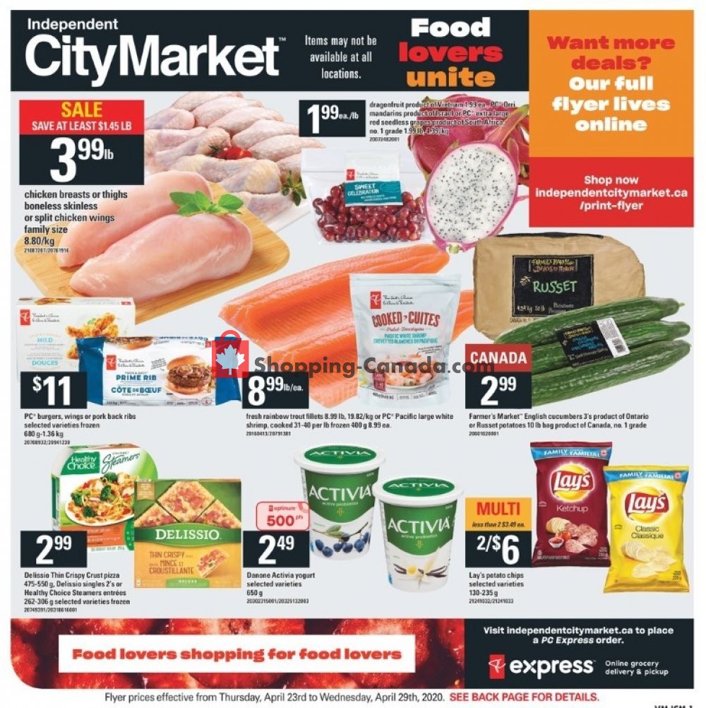 Independent City Market flyer from Thursday April 23, 2020 to Wednesday April 29, 2020 - page 1