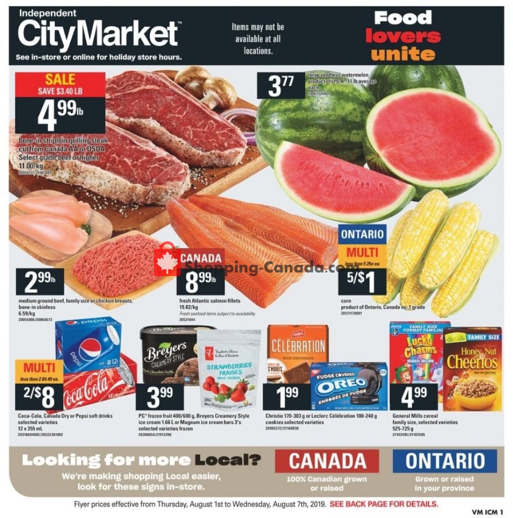 Independent City Market flyer from Thursday August 1, 2019 to Wednesday August 7, 2019 - page 1