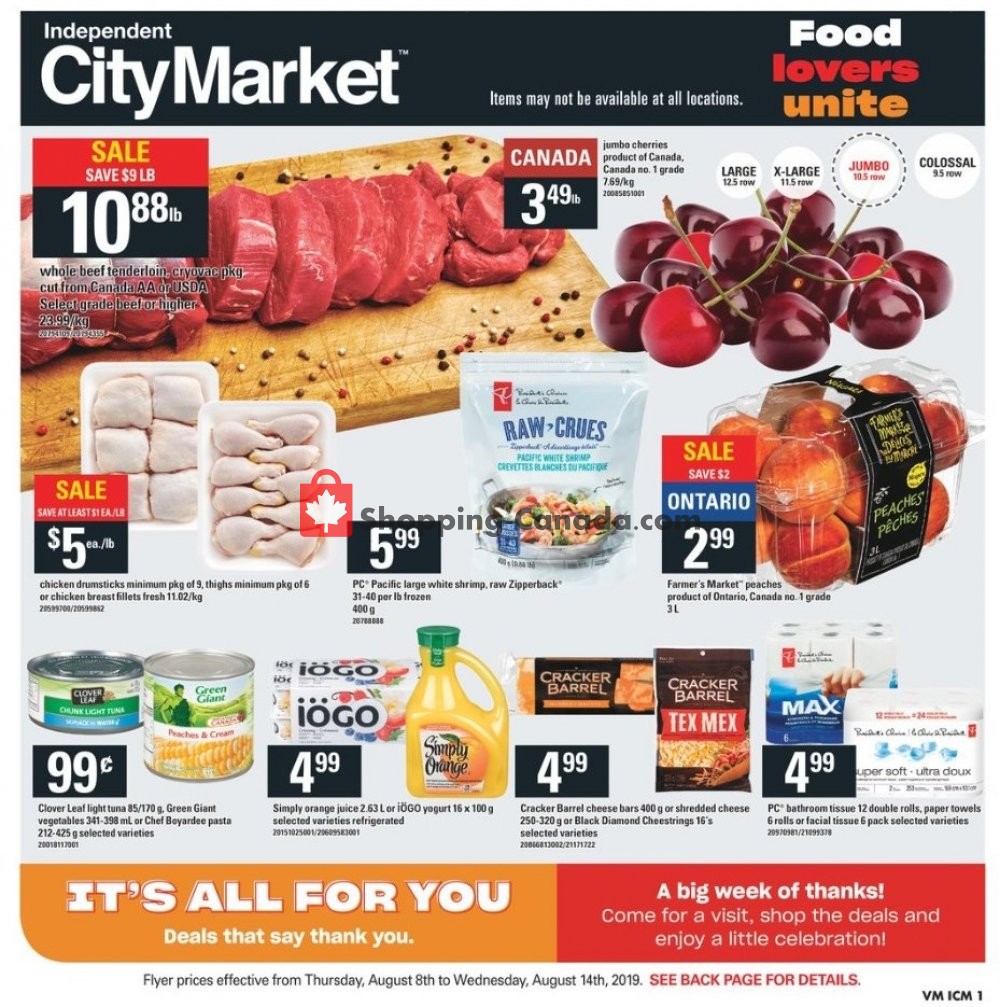 Independent City Market flyer from Thursday August 8, 2019 to Wednesday August 14, 2019 - page 1
