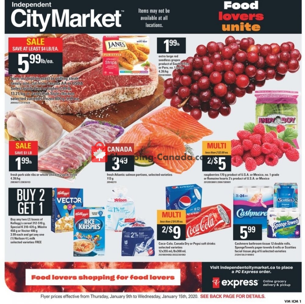 Independent City Market flyer from Thursday January 9, 2020 to Wednesday January 15, 2020 - page 1