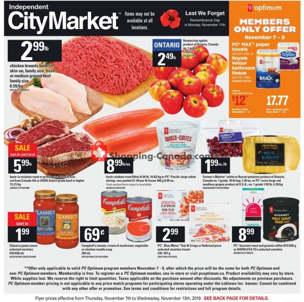 Independent City Market flyer from Thursday November 7, 2019 to Wednesday November 13, 2019 - page 1