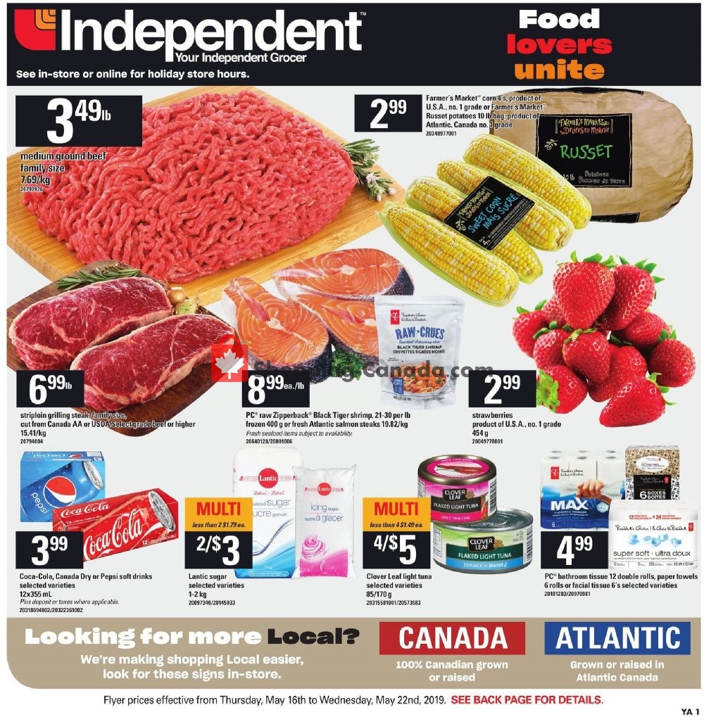 Your Independent Grocer flyer from Thursday May 16, 2019 to Wednesday May 22, 2019 - page 1