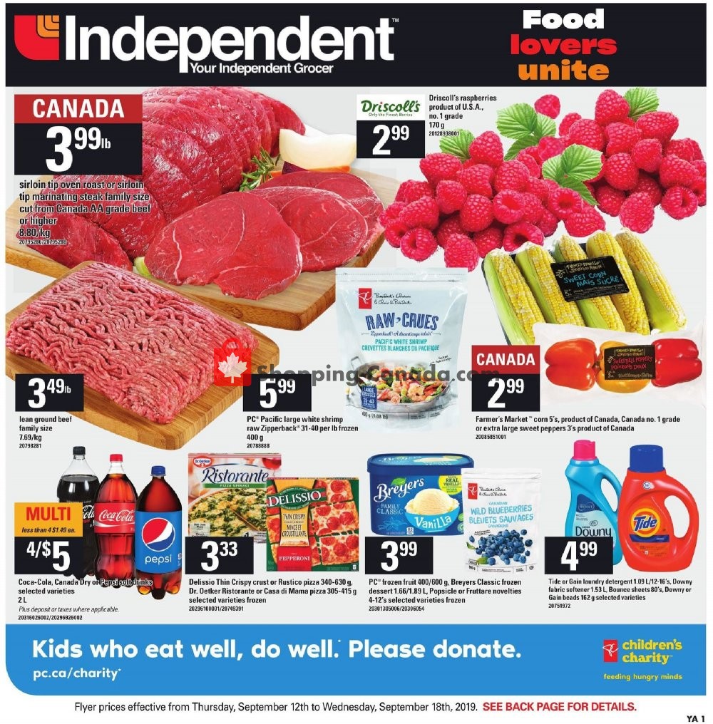 Your Independent Grocer flyer from Thursday September 12, 2019 to Wednesday September 18, 2019 - page 1