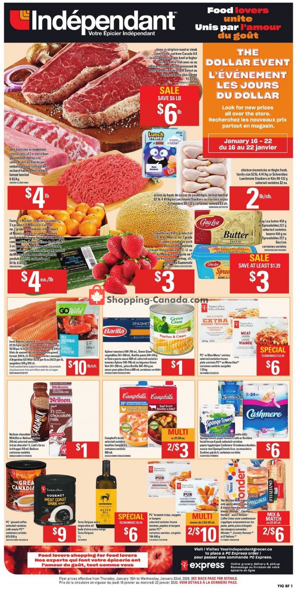 Your Independent Grocer flyer from Thursday January 16, 2020 to Wednesday January 22, 2020 - page 1