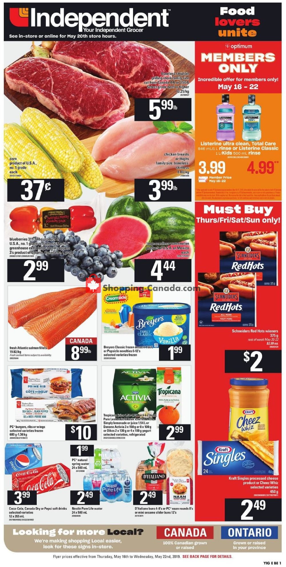 Your Independent Grocer flyer from Thursday May 16, 2019 to Wednesday May 22, 2019 - page 1