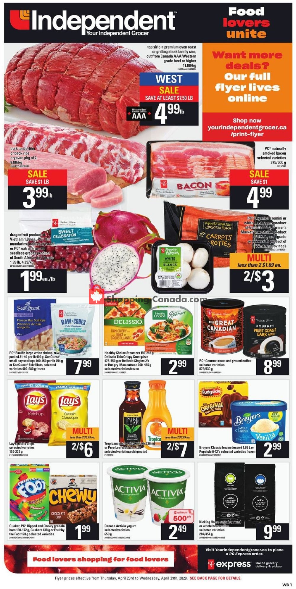 Your Independent Grocer flyer from Thursday April 23, 2020 to Wednesday April 29, 2020 - page 1