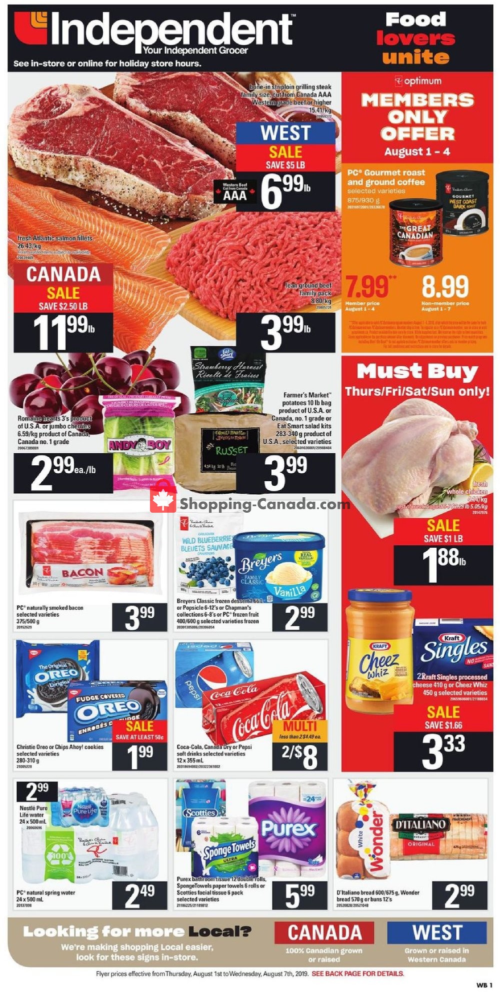 Your Independent Grocer flyer from Thursday August 1, 2019 to Wednesday August 7, 2019 - page 1