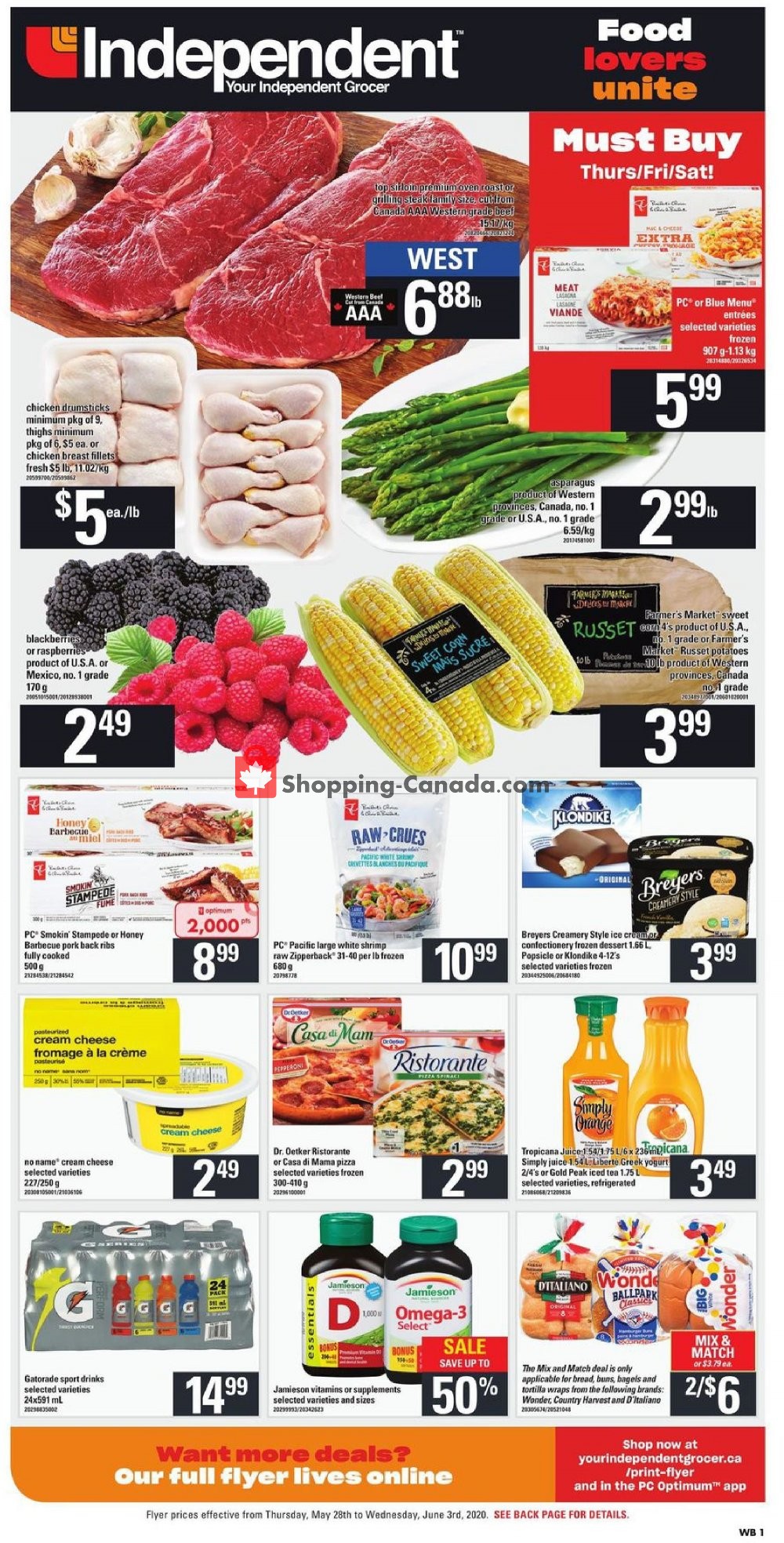 Your Independent Grocer flyer from Thursday May 28, 2020 to Wednesday June 3, 2020 - page 1