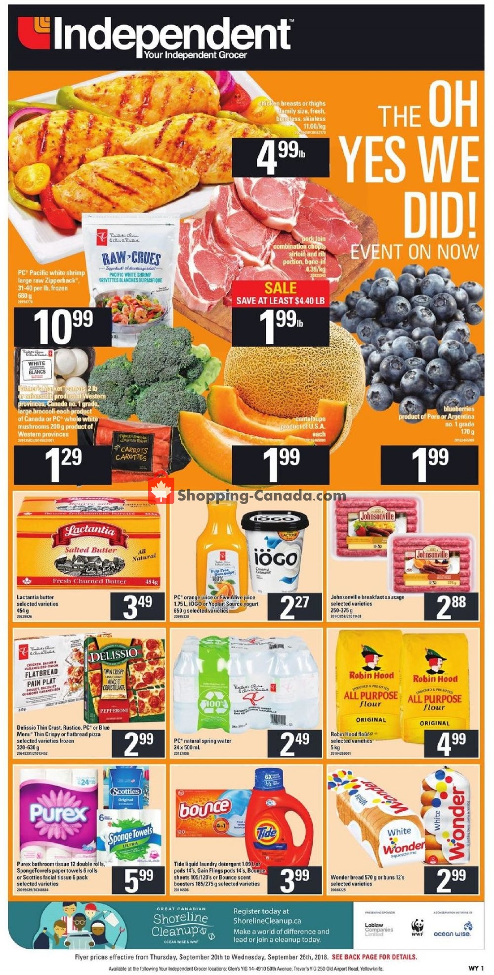 Your Independent Grocer flyer from Thursday September 20, 2018 to Wednesday September 26, 2018 - page 1