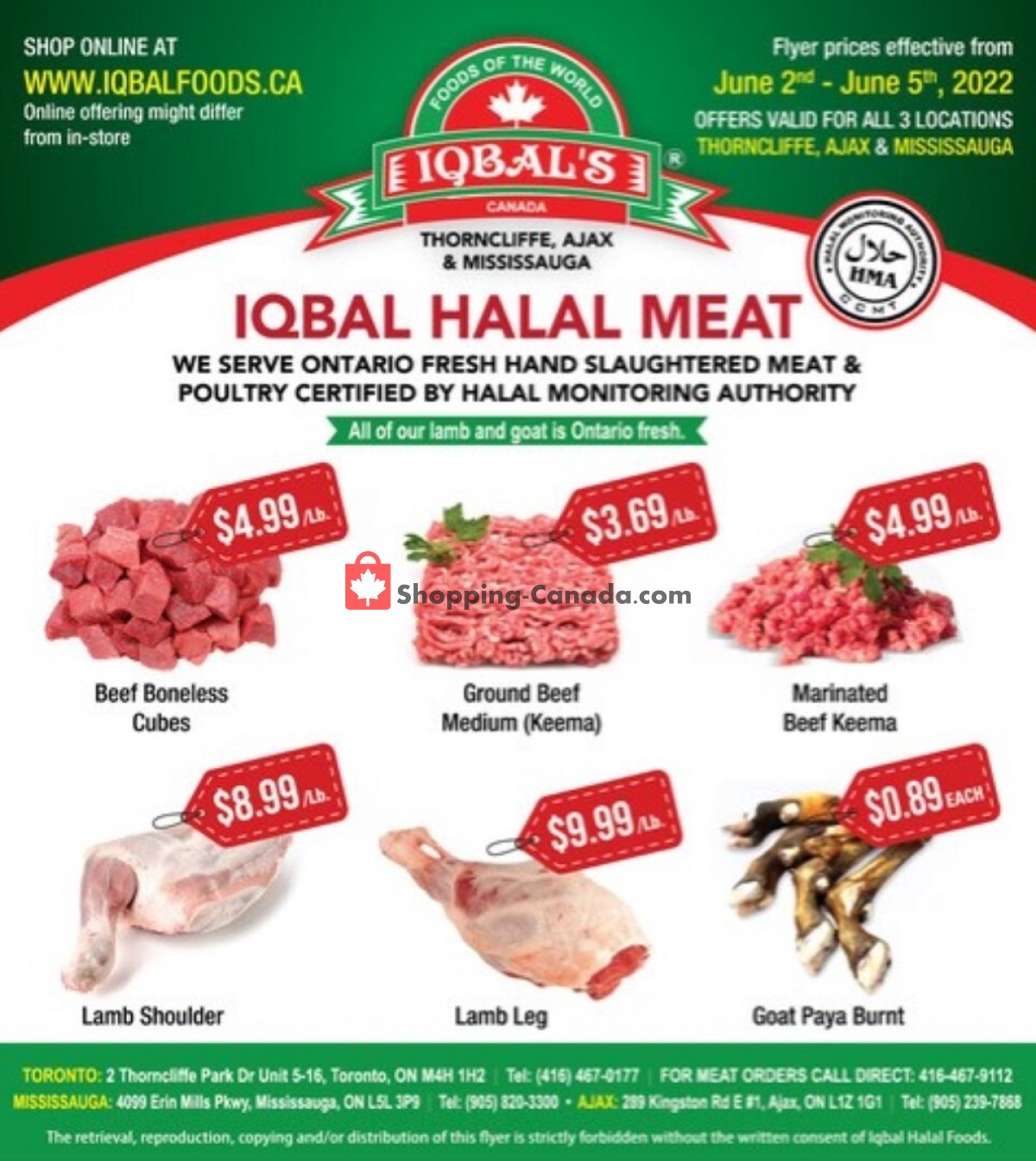 Iqbal Foods Canada, flyer (Halal Meat) June 2 June 5, 2022