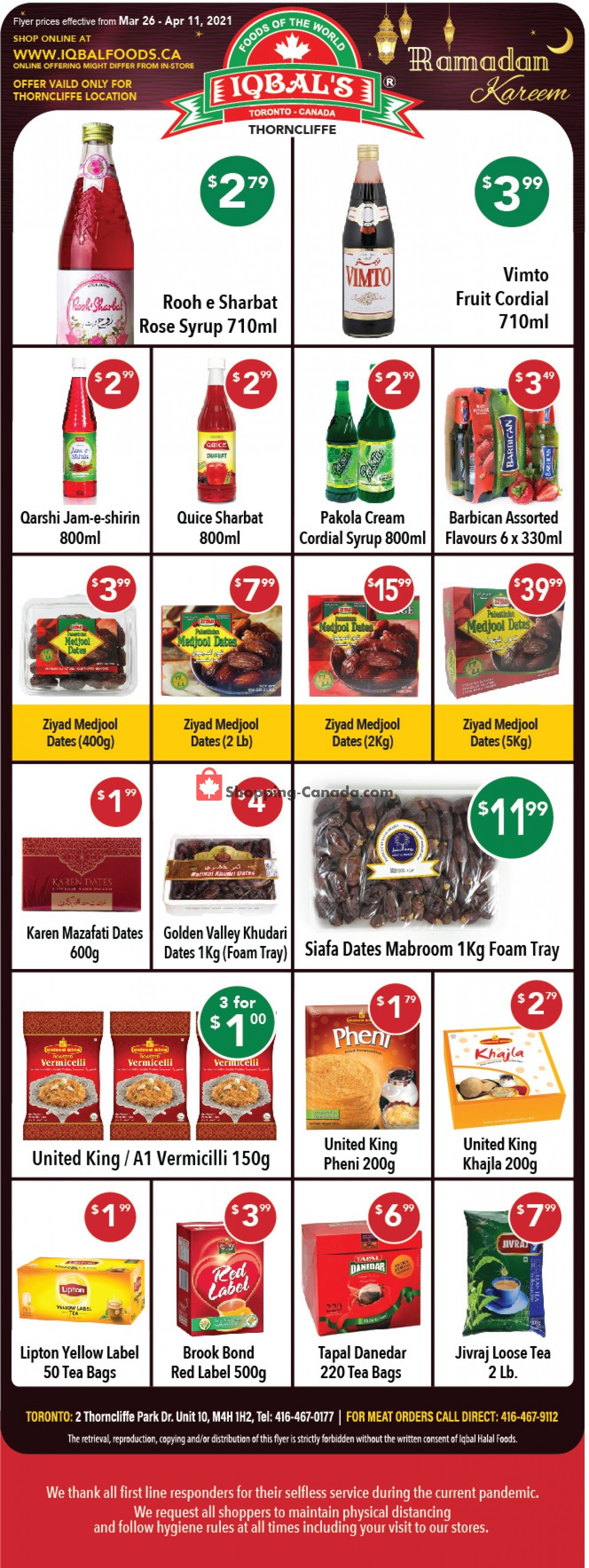 Iqbal Foods flyer from Friday March 26, 2021 to Sunday April 11, 2021 - page 1