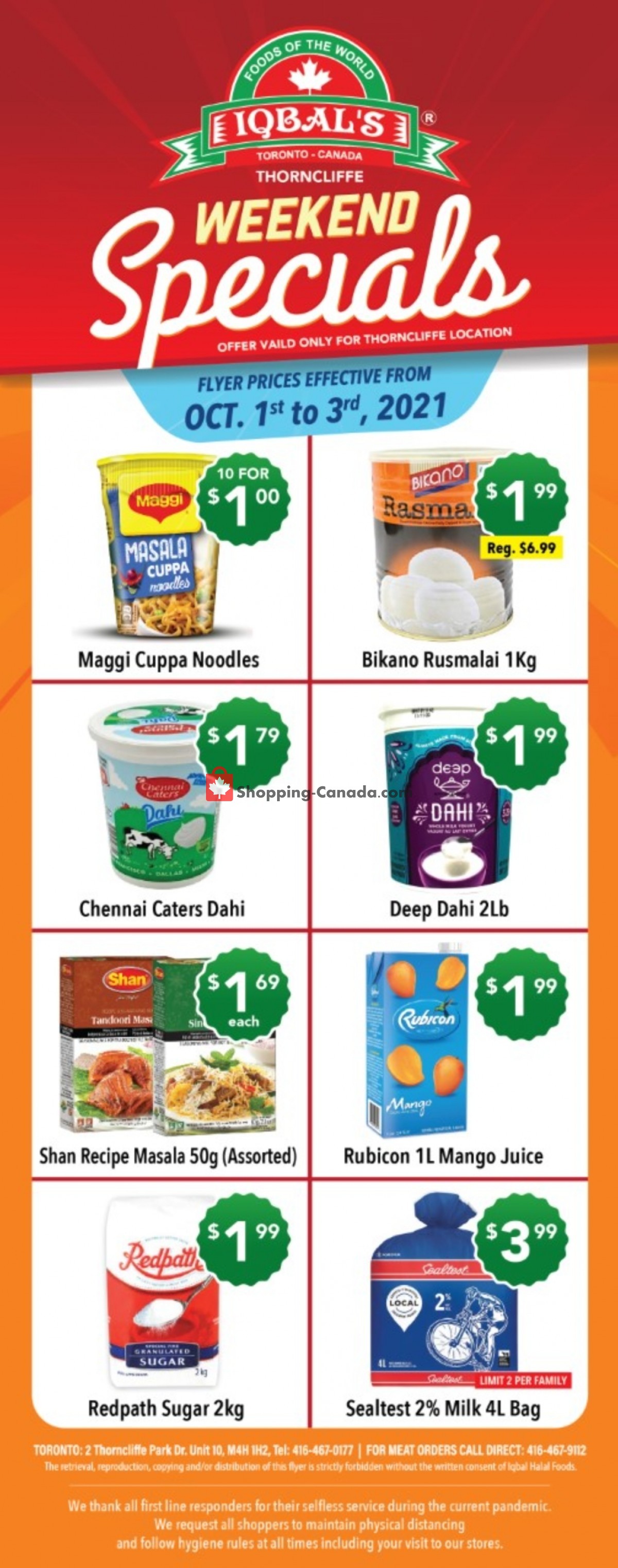 Iqbal Foods flyer from Friday October 1, 2021 to Sunday October 3, 2021 - page 1