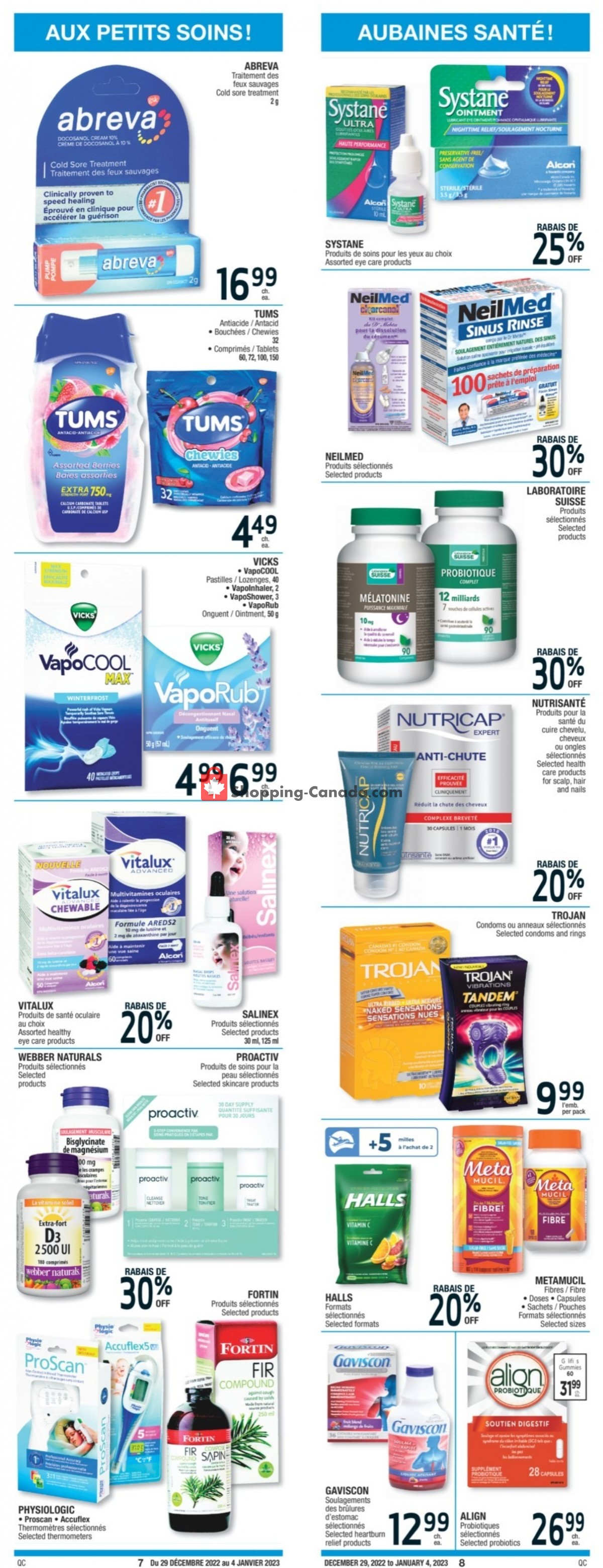 Jean Coutu Pharmacy Canada, flyer (Bonne Annee 2023 QC) December