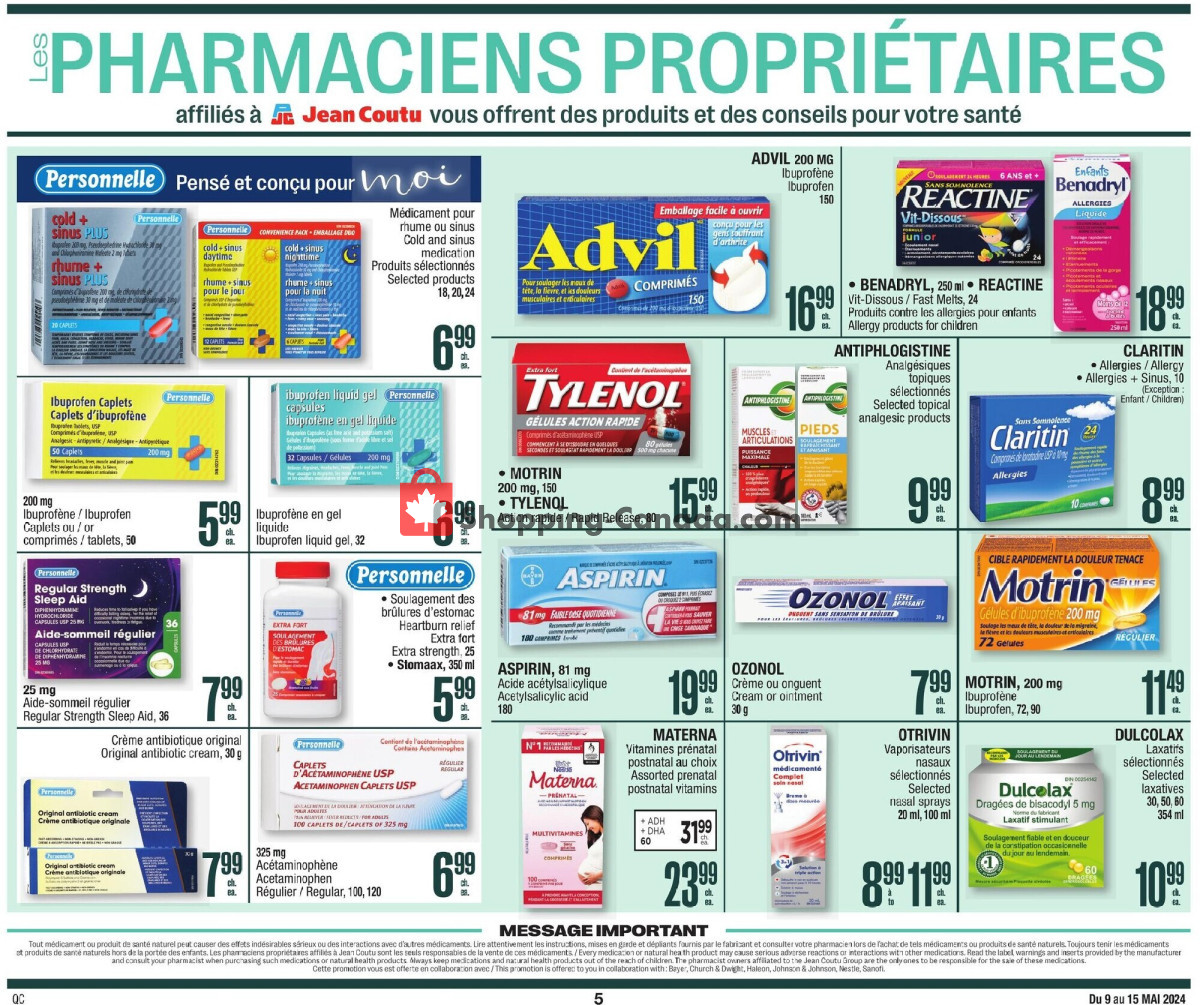 Jean Coutu Pharmacy flyer from Thursday May 9, 2024 to Wednesday May 15, 2024 - page 5