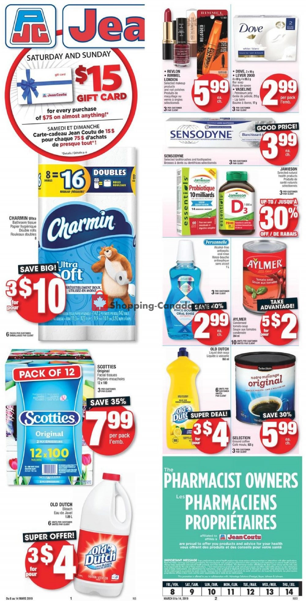 Jean Coutu Pharmacy flyer from Friday March 8, 2019 to Thursday March 14, 2019 - page 1
