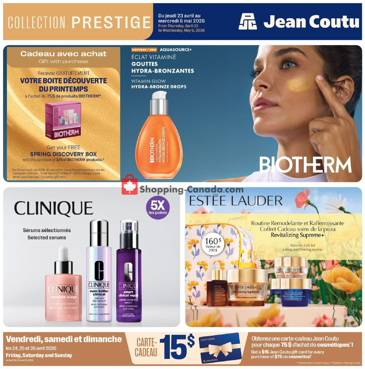 Jean Coutu Pharmacy flyer from Thursday April 23, 2026 to Wednesday May 6, 2026 - page 1