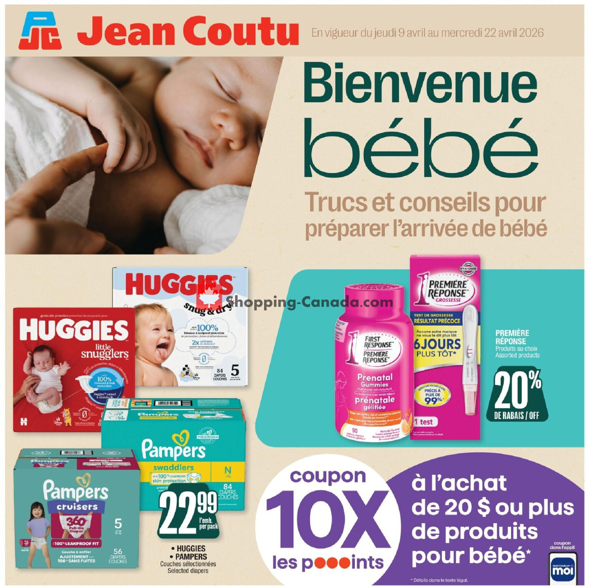 Jean Coutu Pharmacy flyer from Thursday April 9, 2026 to Wednesday April 22, 2026 - page 1