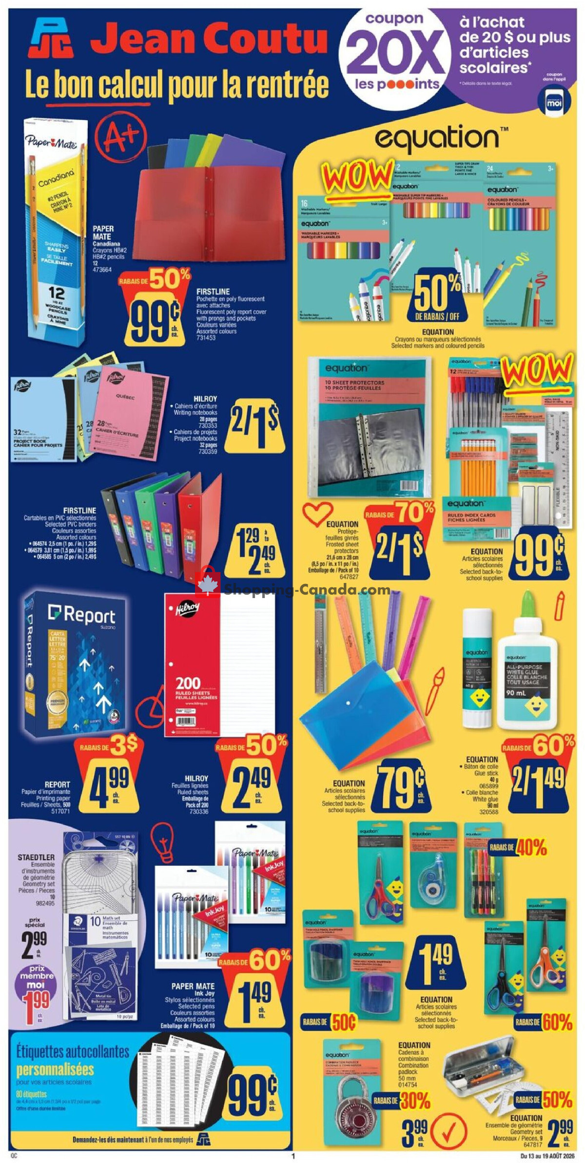 Jean Coutu Pharmacy flyer from Thursday August 13, 2026 to Wednesday August 19, 2026 - page 1