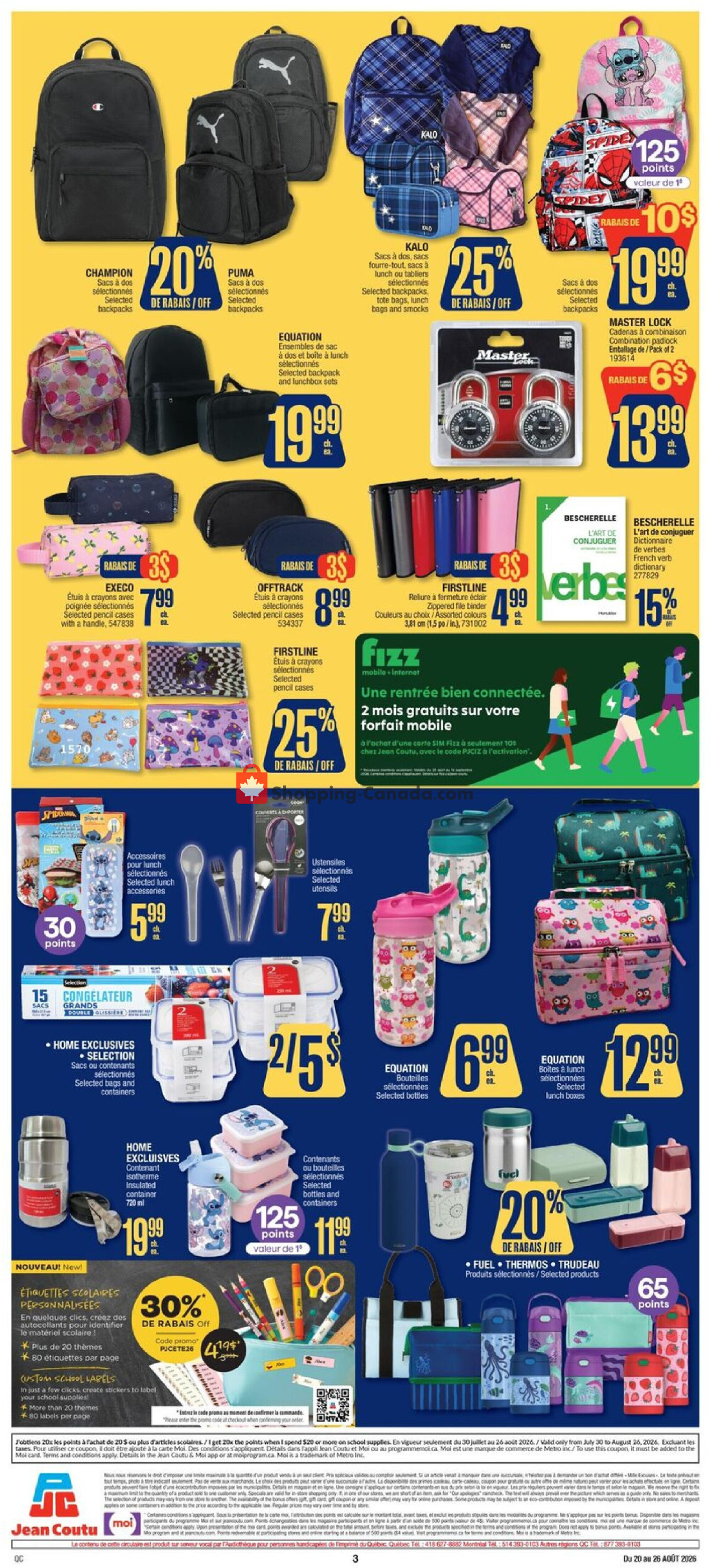 Jean Coutu Pharmacy flyer from Thursday August 20, 2026 to Wednesday August 26, 2026 - page 3
