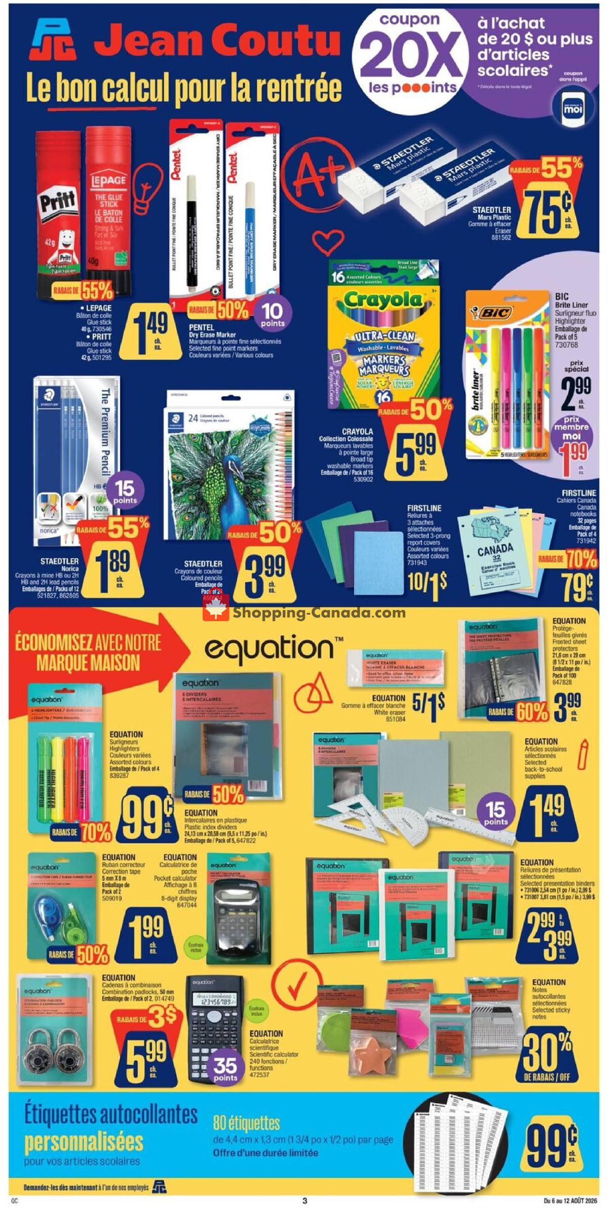 Jean Coutu Pharmacy flyer from Thursday August 6, 2026 to Wednesday August 12, 2026 - page 1