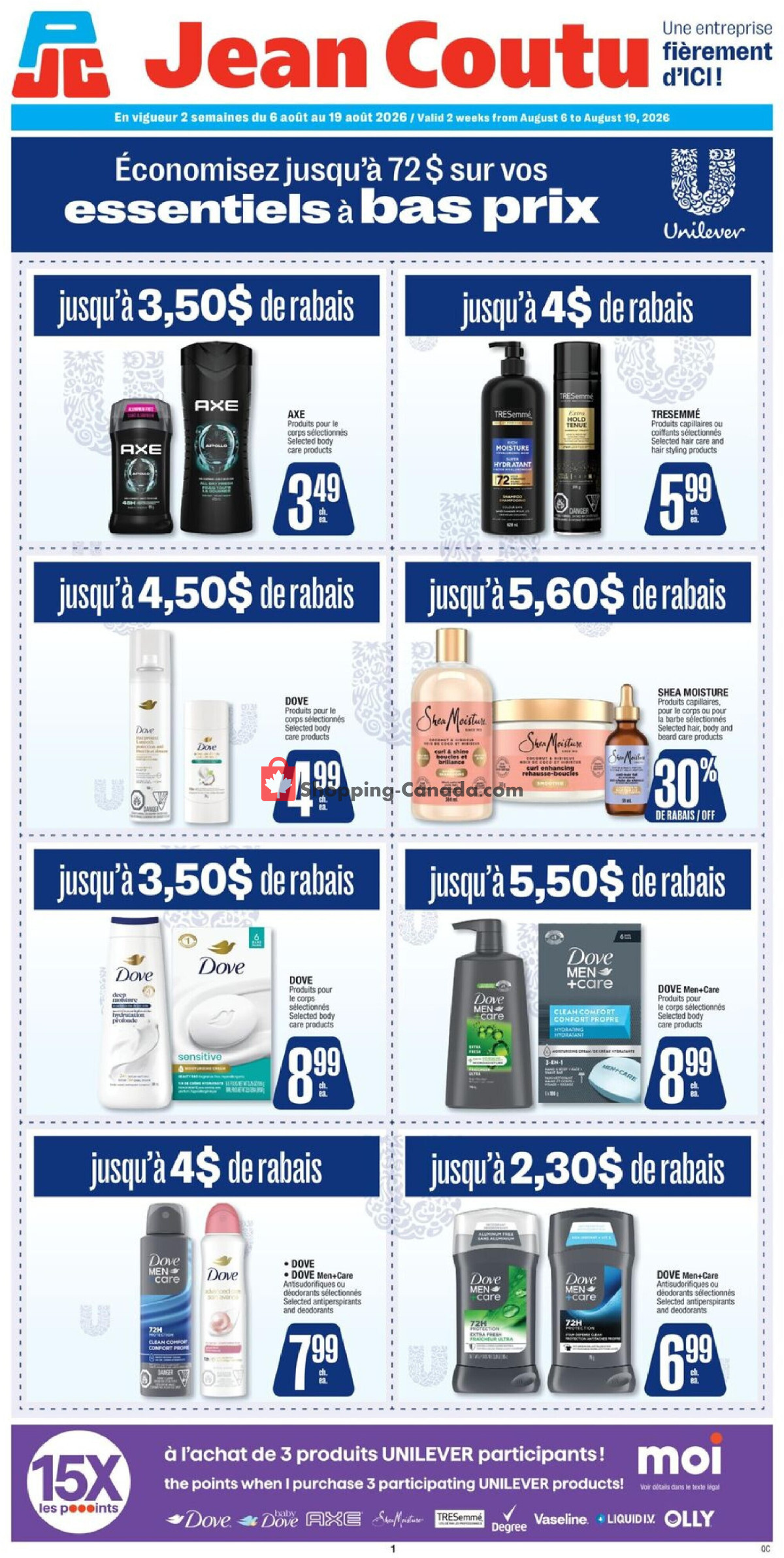 Jean Coutu Pharmacy flyer from Thursday August 6, 2026 to Wednesday August 19, 2026 - page 1
