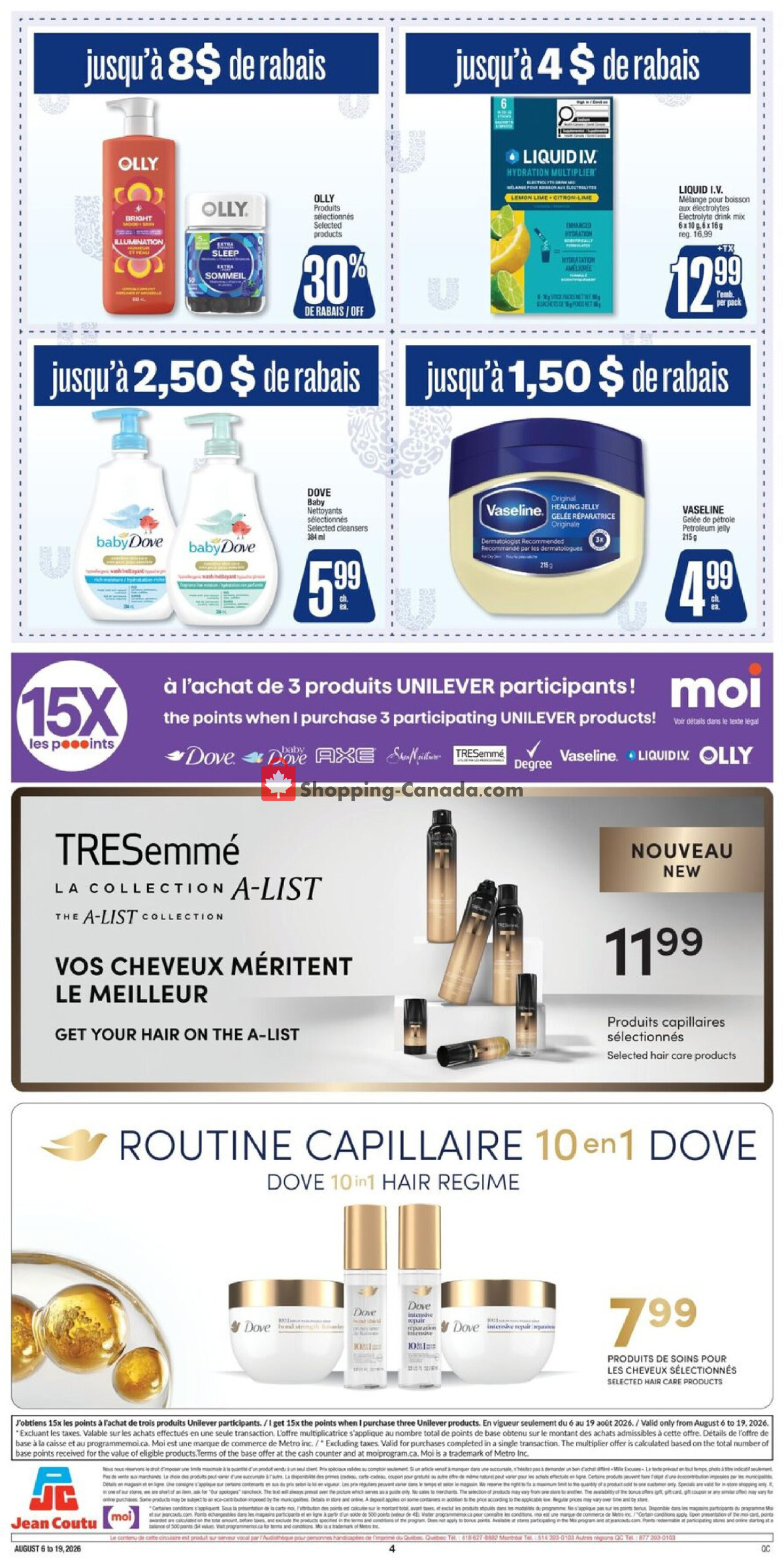 Jean Coutu Pharmacy flyer from Thursday August 6, 2026 to Wednesday August 19, 2026 - page 4