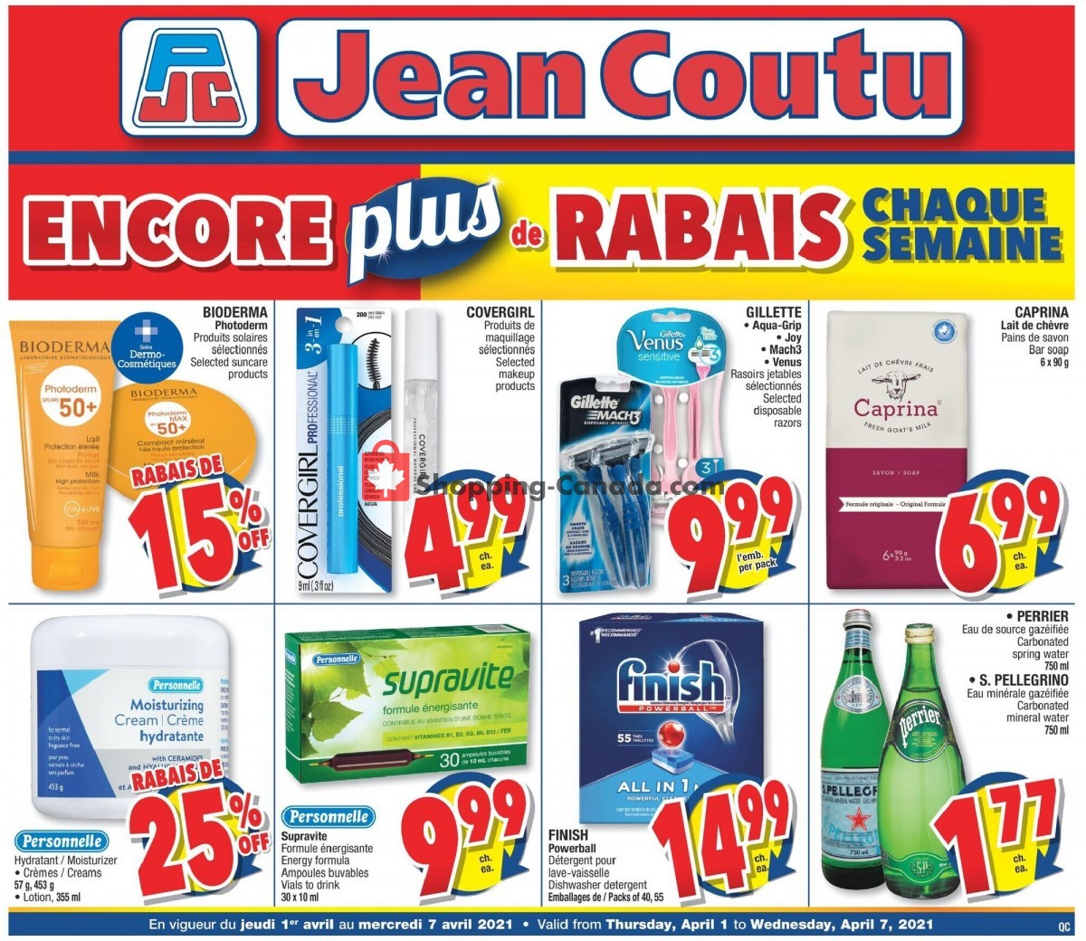 Jean Coutu Pharmacy flyer from Thursday April 1, 2021 to Wednesday April 7, 2021 - page 1