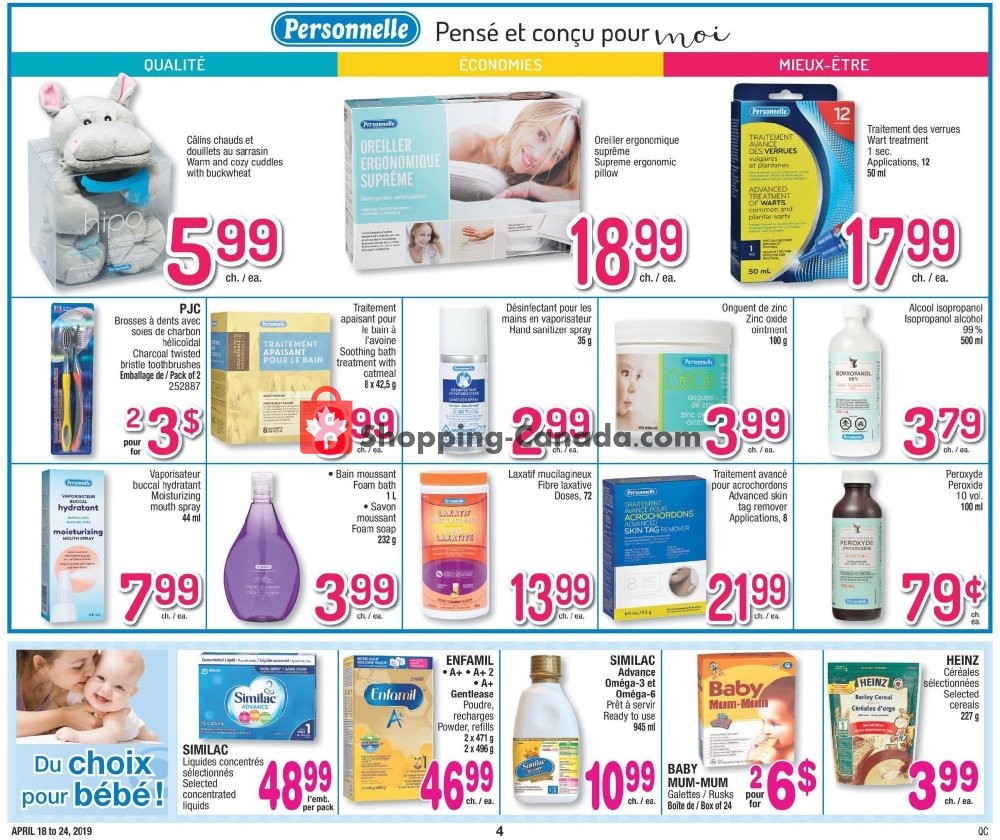 Jean Coutu Pharmacy flyer from Thursday April 18, 2019 to Wednesday April 24, 2019 - page 4