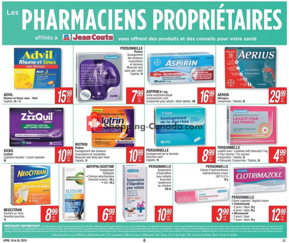 Jean Coutu Pharmacy flyer from Thursday April 18, 2019 to Wednesday April 24, 2019 - page 6