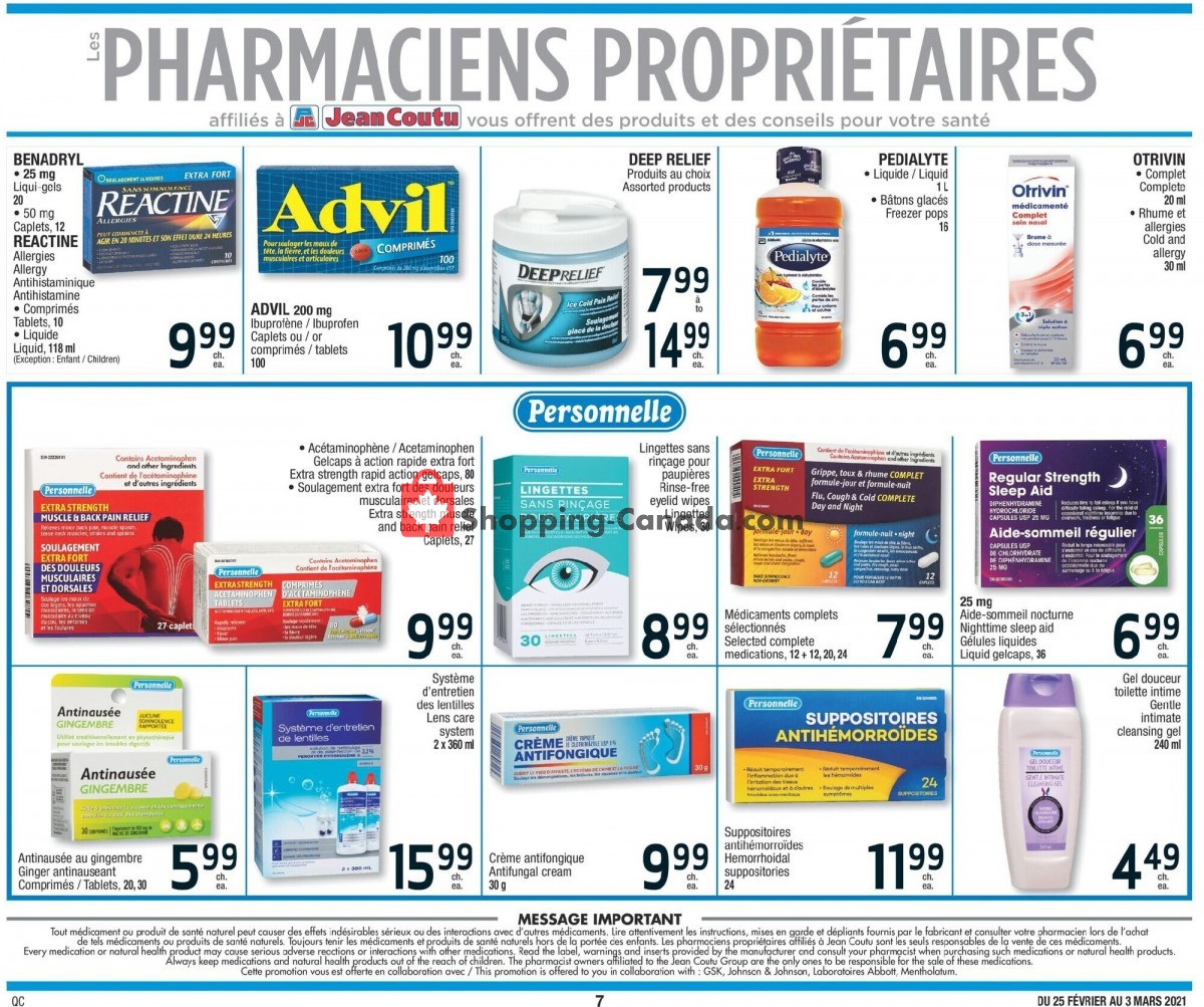 Jean Coutu Pharmacy flyer from Thursday February 25, 2021 to Wednesday March 3, 2021 - page 7
