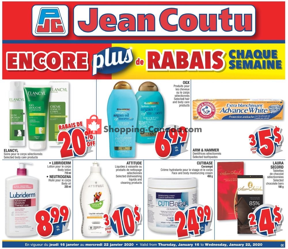 Jean Coutu Pharmacy flyer from Thursday January 16, 2020 to Wednesday January 22, 2020 - page 1