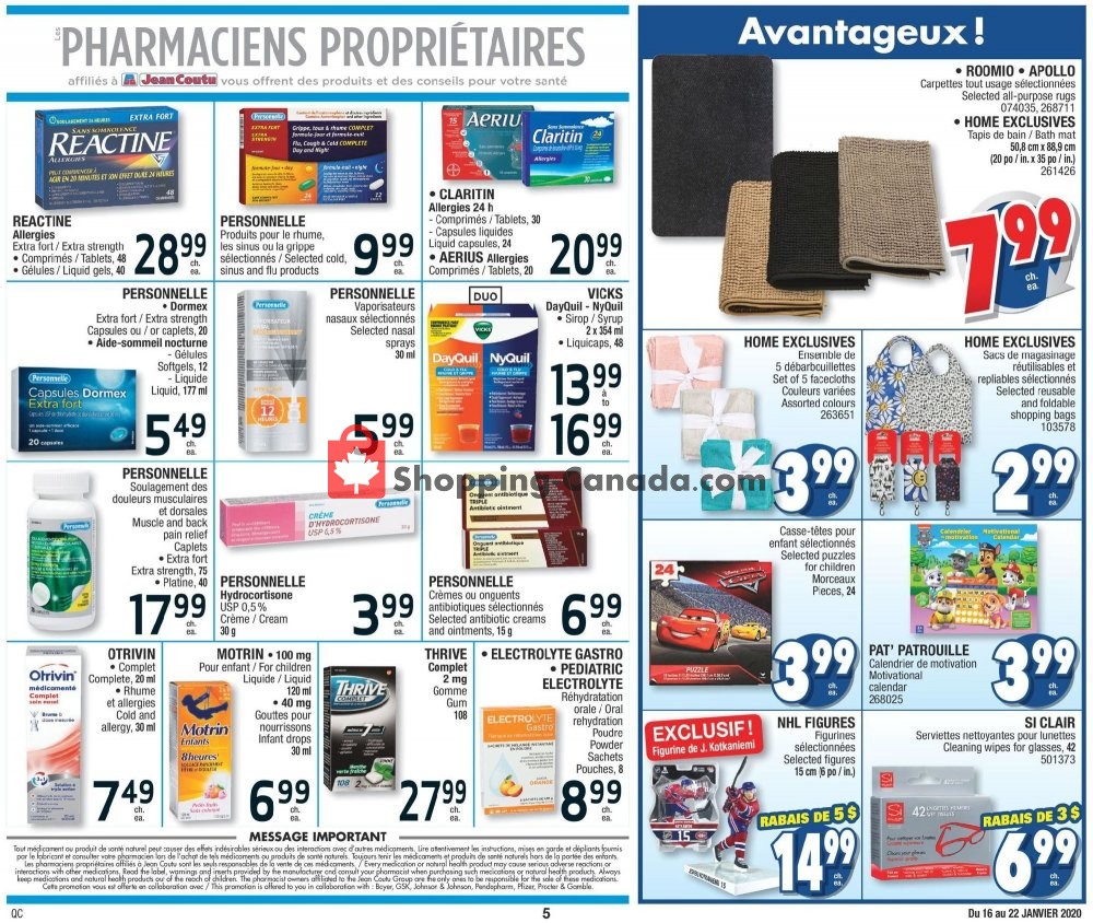 Jean Coutu Pharmacy flyer from Thursday January 16, 2020 to Wednesday January 22, 2020 - page 5