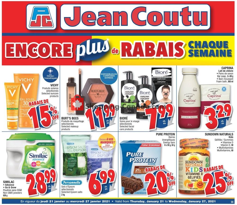 Jean Coutu Pharmacy flyer from Thursday January 21, 2021 to Wednesday January 27, 2021 - page 1