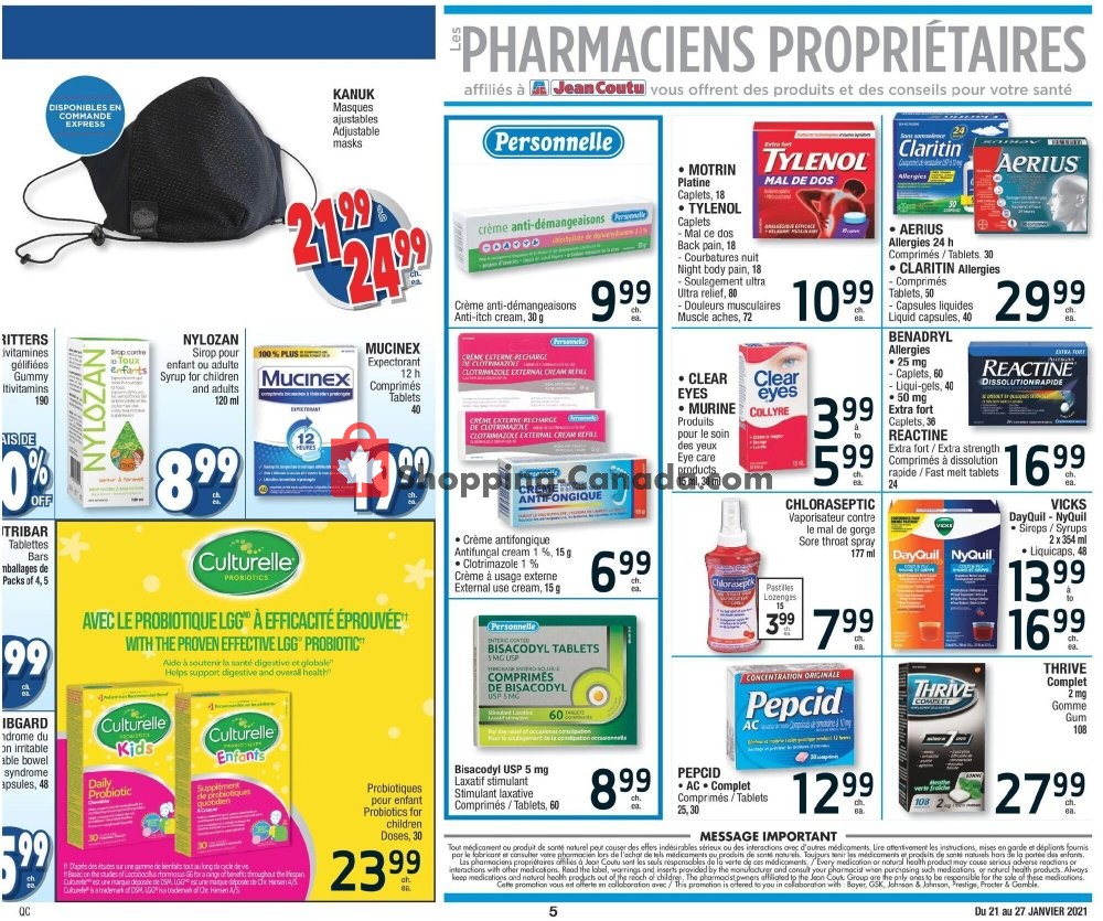 Jean Coutu Pharmacy flyer from Thursday January 21, 2021 to Wednesday January 27, 2021 - page 5
