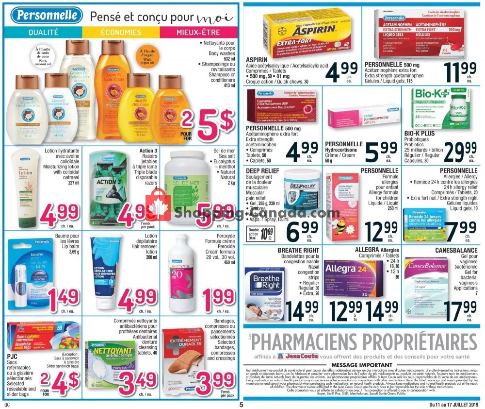 Jean Coutu Pharmacy flyer from Thursday July 11, 2019 to Wednesday July 17, 2019 - page 5