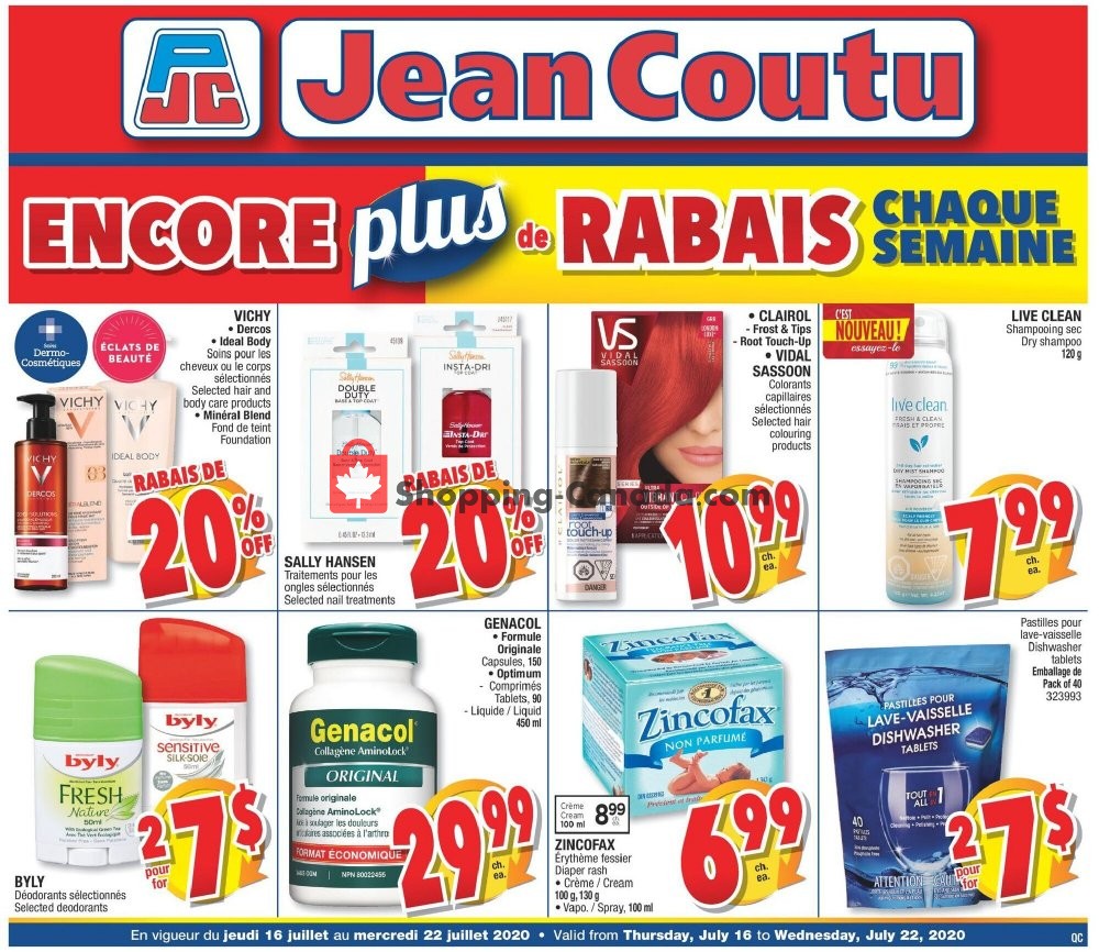 Jean Coutu Pharmacy flyer from Thursday July 16, 2020 to Wednesday July 22, 2020 - page 1