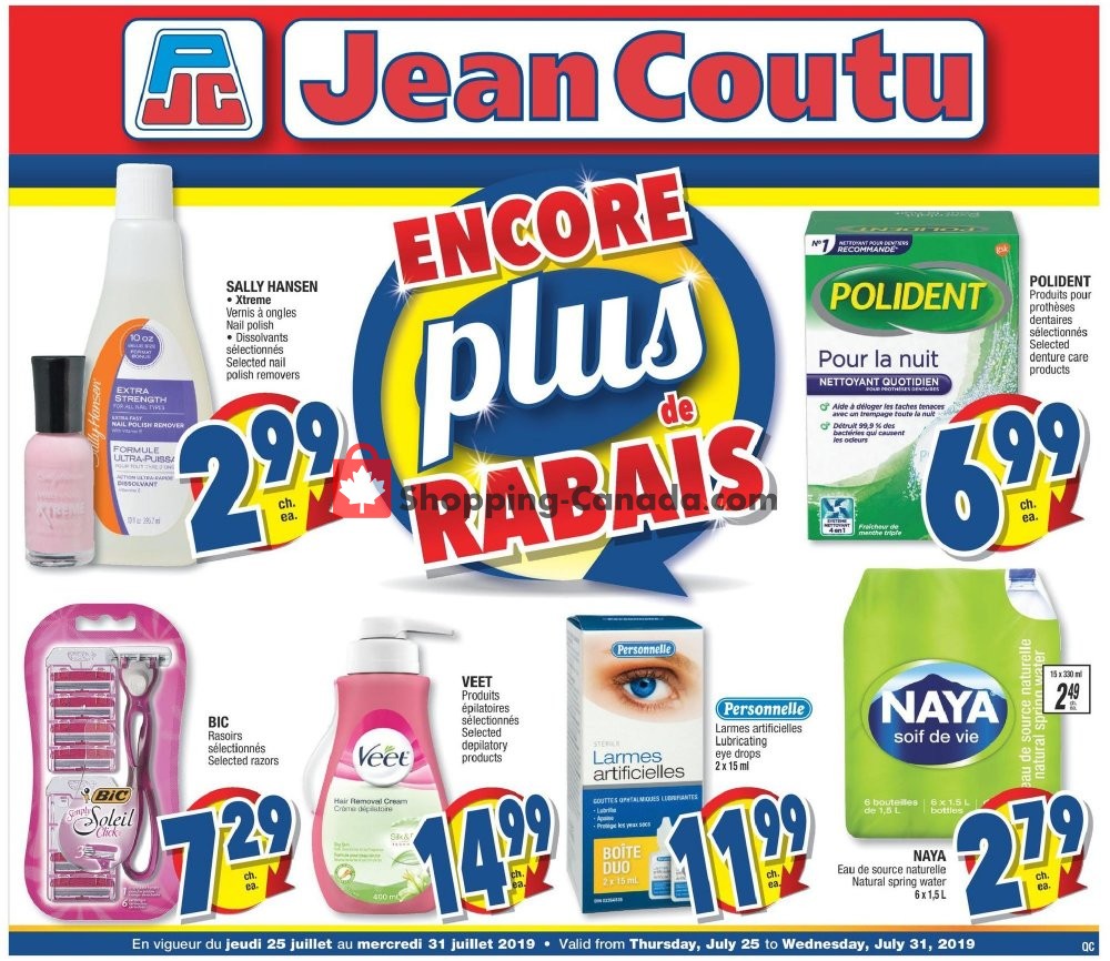 Jean Coutu Pharmacy flyer from Thursday July 25, 2019 to Wednesday July 31, 2019 - page 1