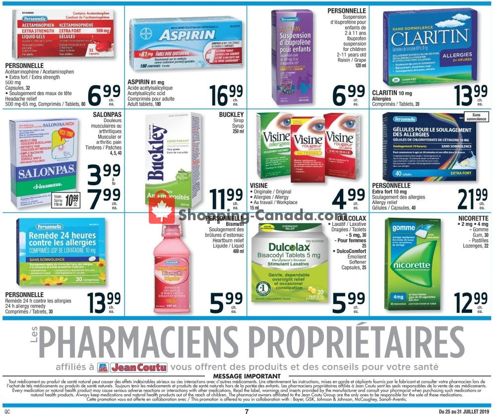 Jean Coutu Pharmacy flyer from Thursday July 25, 2019 to Wednesday July 31, 2019 - page 7
