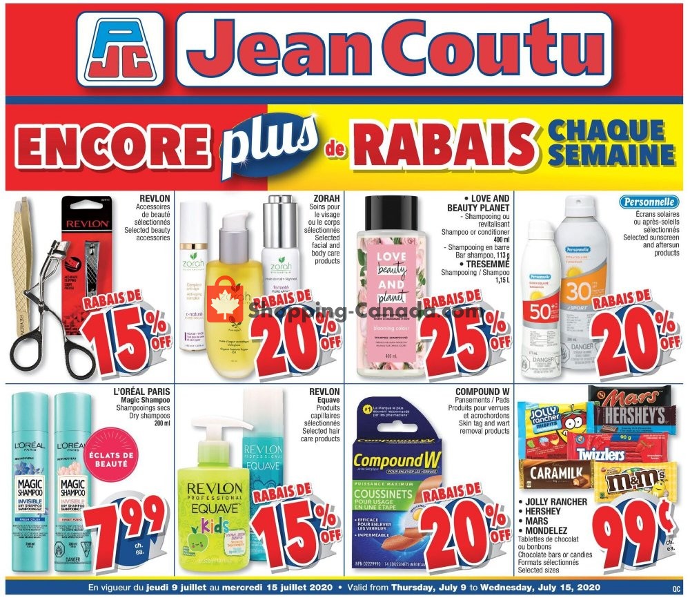 Jean Coutu Pharmacy flyer from Thursday July 9, 2020 to Wednesday July 15, 2020 - page 1