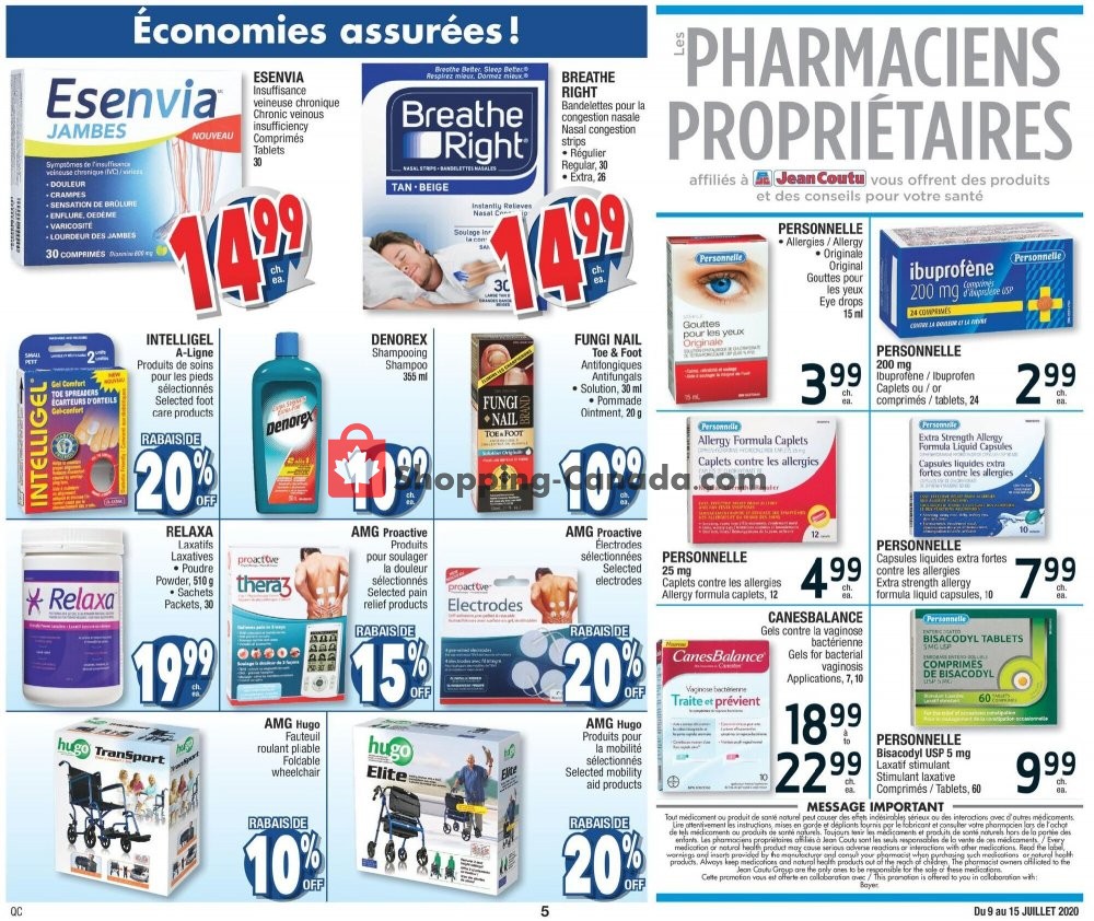 Jean Coutu Pharmacy flyer from Thursday July 9, 2020 to Wednesday July 15, 2020 - page 5