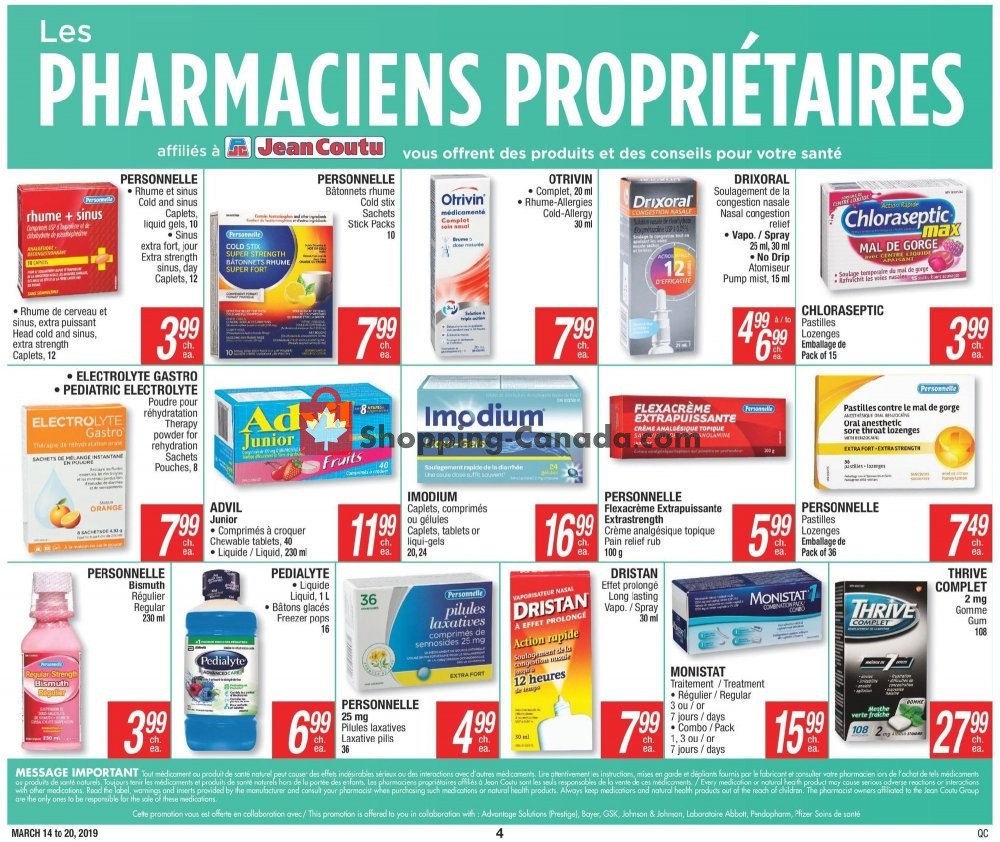 Jean Coutu Pharmacy flyer from Thursday March 14, 2019 to Wednesday March 20, 2019 - page 4
